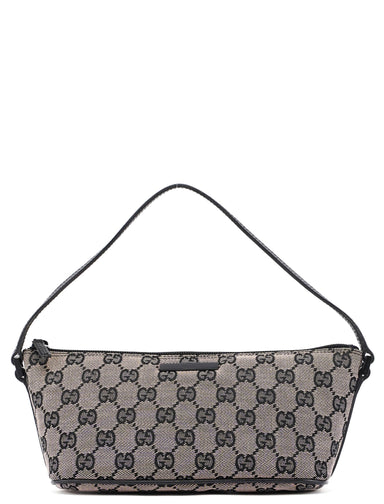 Gucci 07198 Beige Black GG Boat Pochette