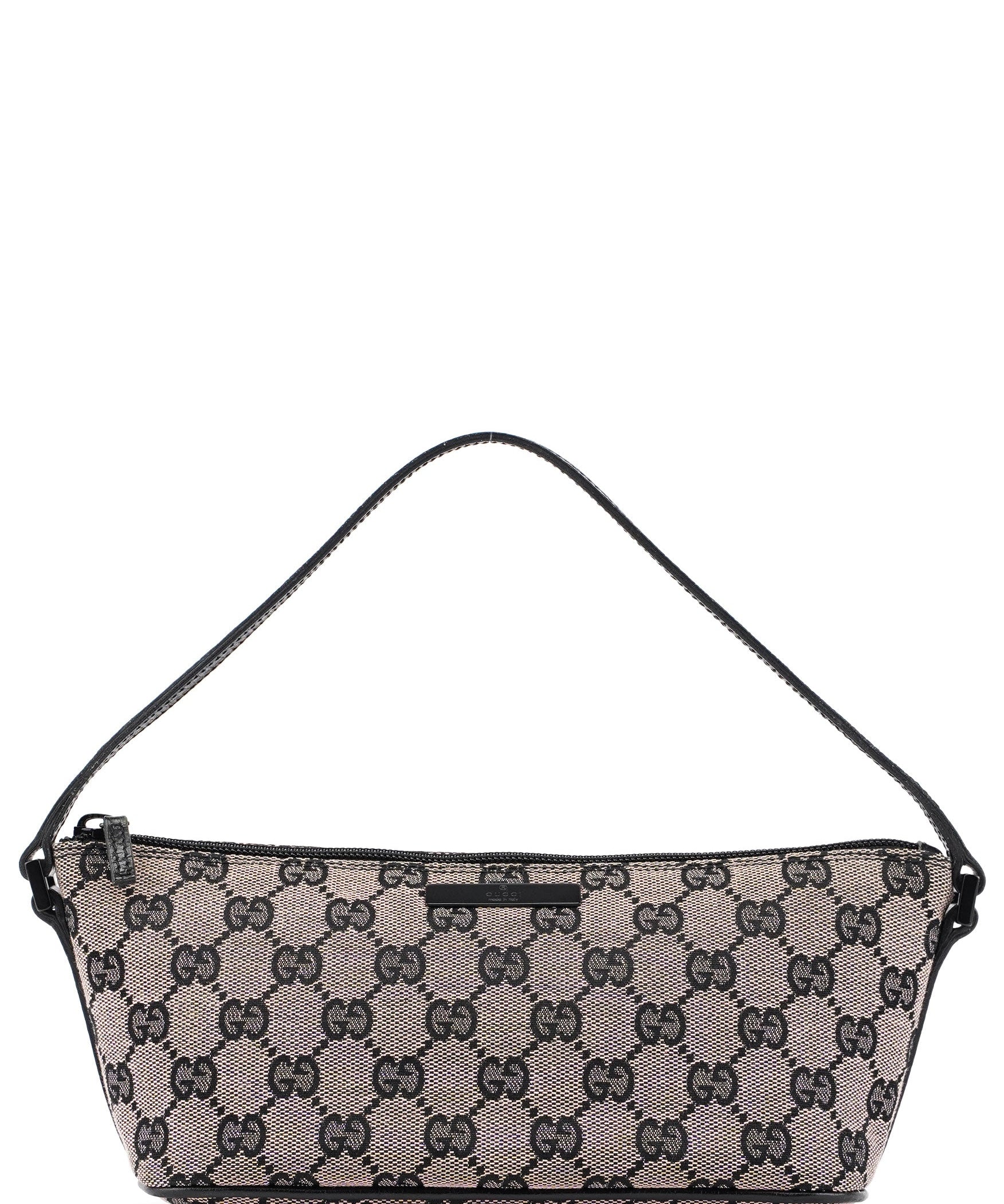 Gucci 07198 Beige Black GG Boat Pochette