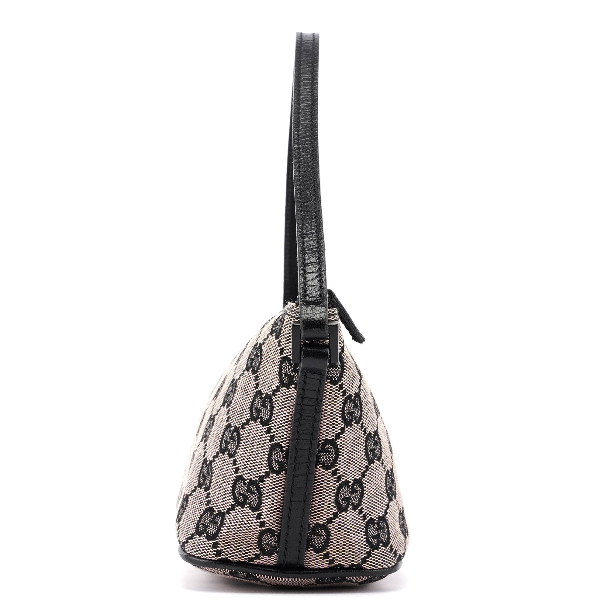 Gucci 07198 Beige Black GG Boat Pochette