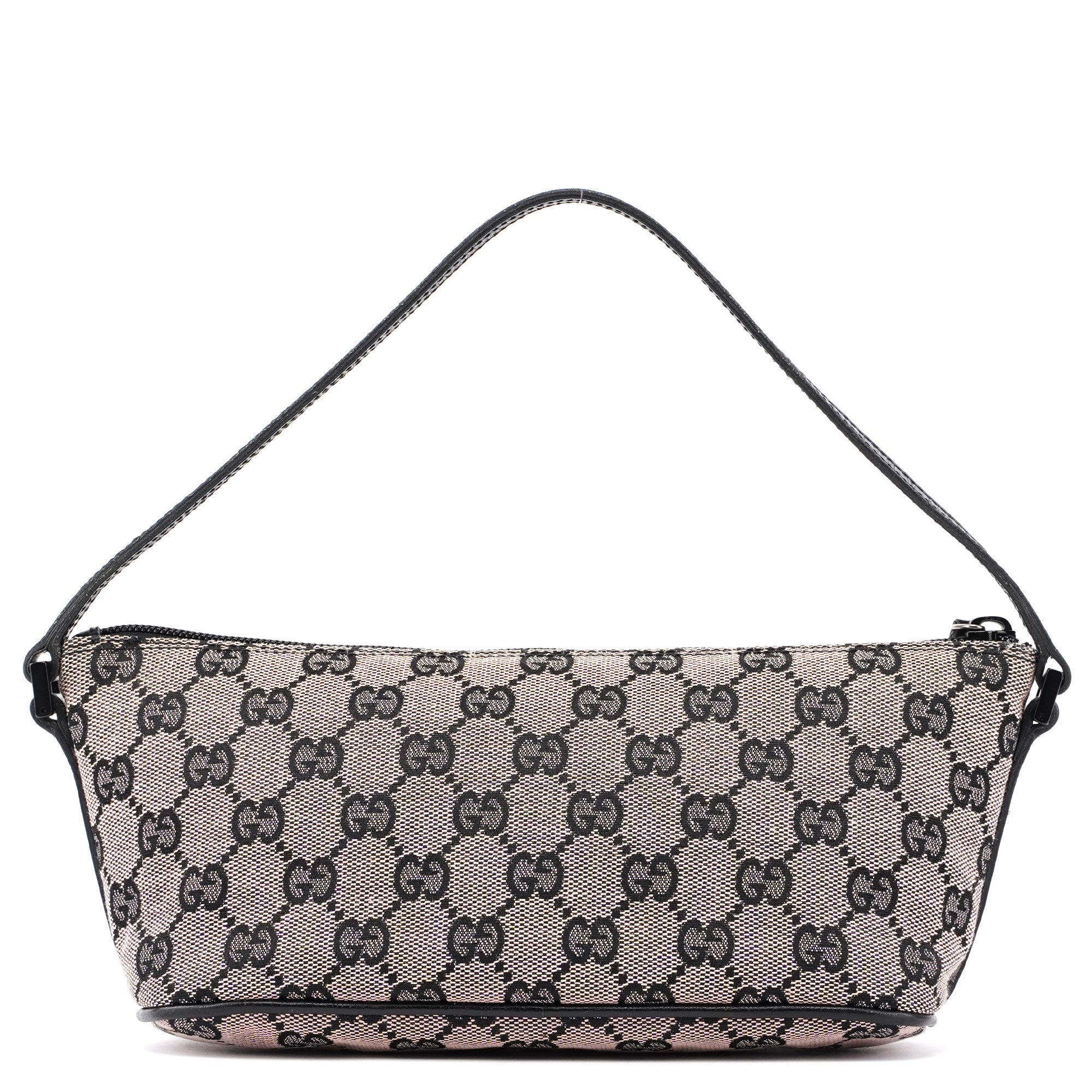 Gucci 07198 Beige Black GG Boat Pochette