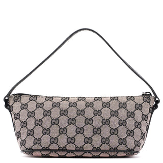 Gucci 07198 Beige Black GG Boat Pochette