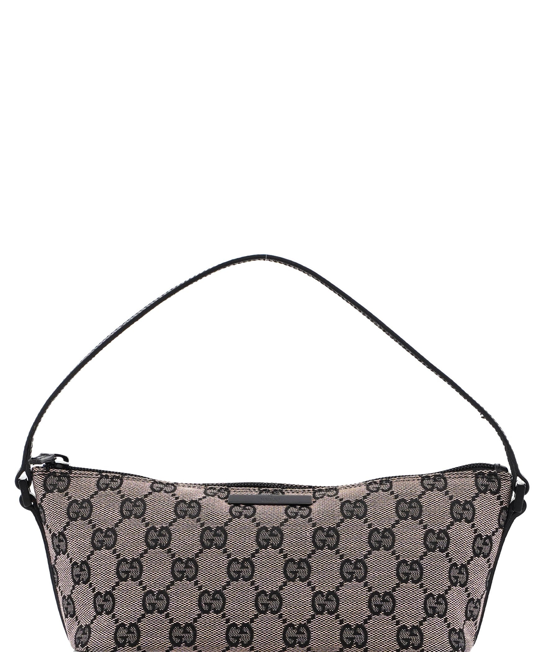 Gucci 07198 Beige Black GG Boat Pochette
