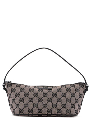 Gucci 07198 Beige Black GG Boat Pochette