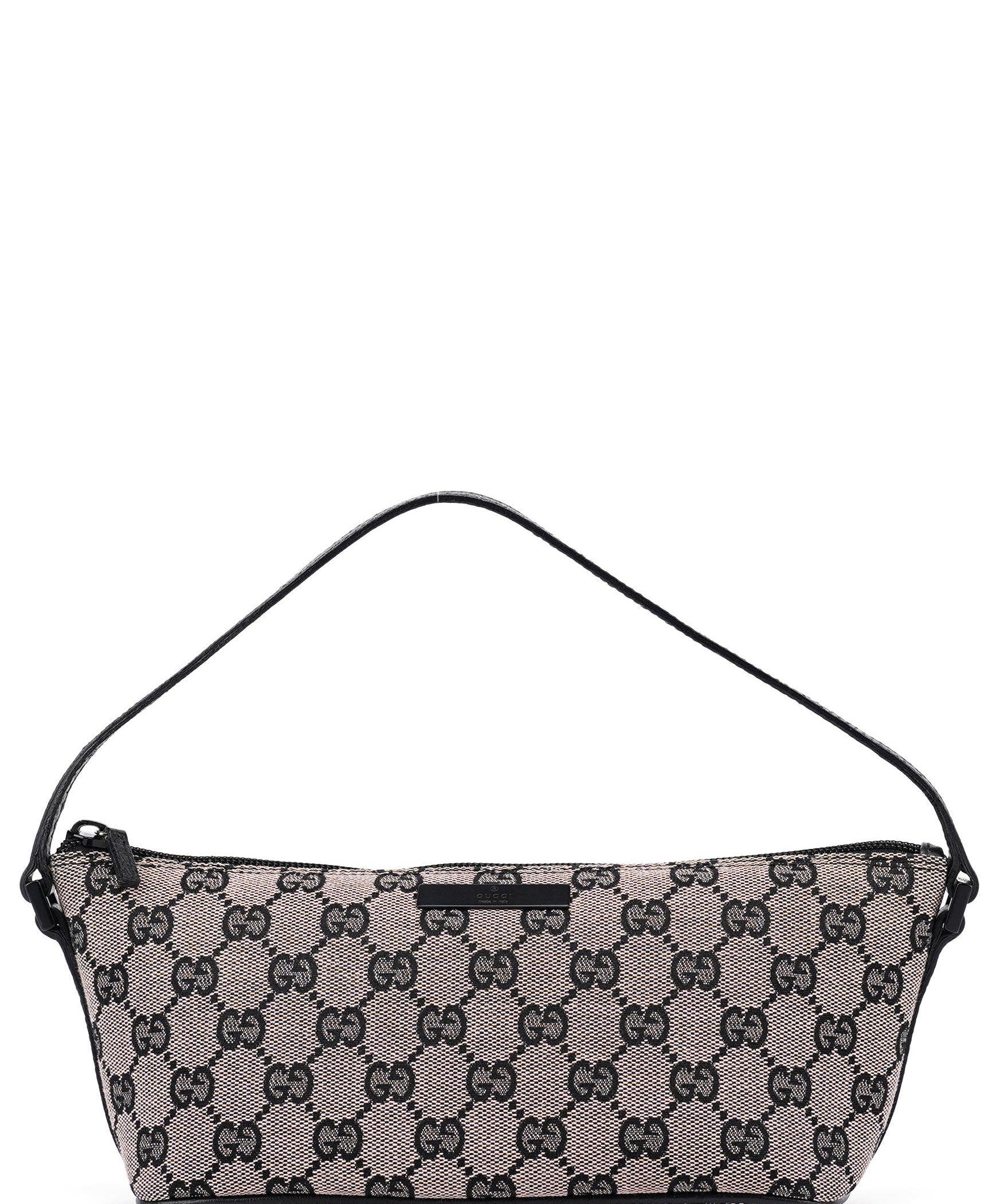 Gucci 07198 Beige Black GG Boat Pochette