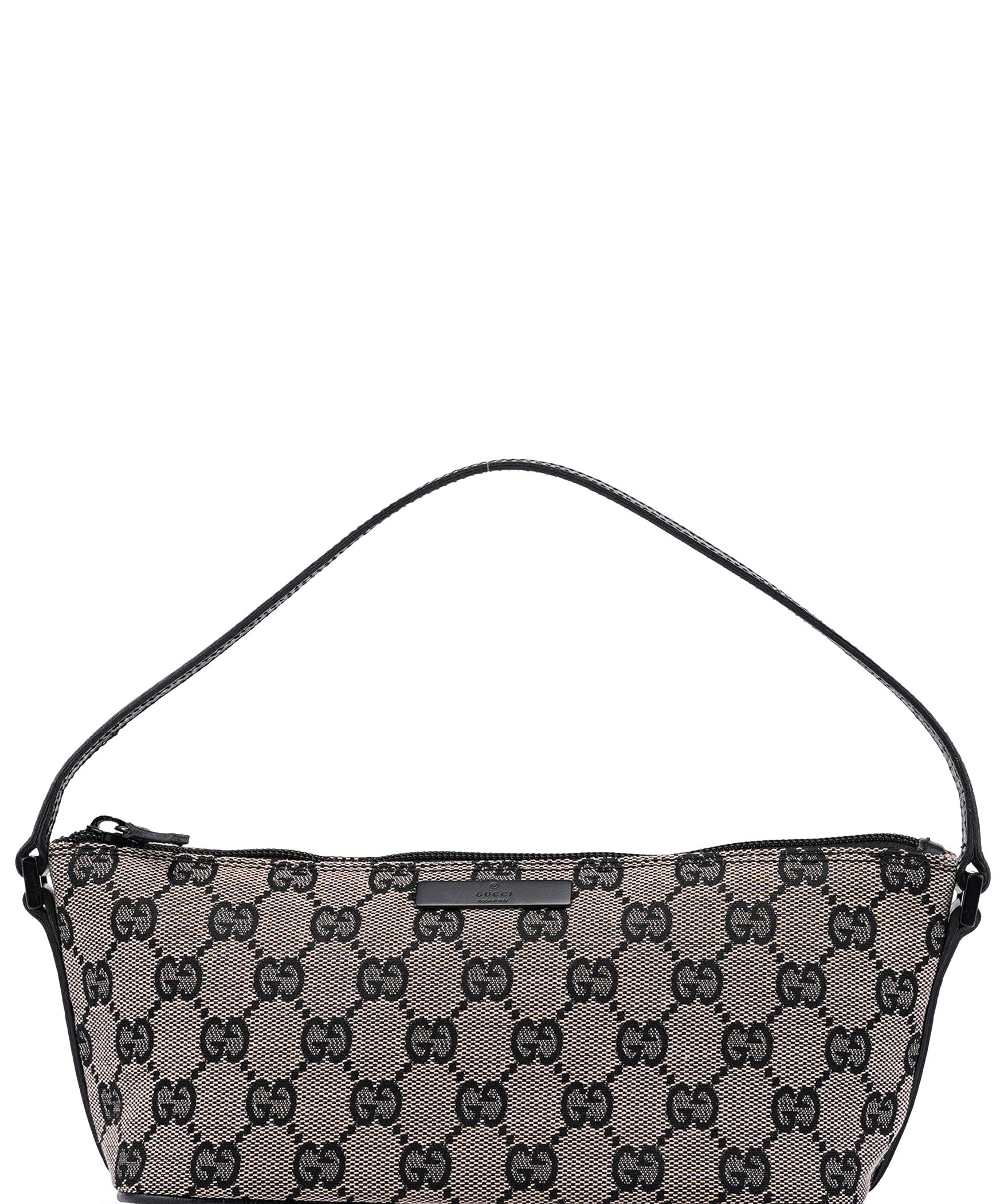 Gucci 07198 Beige Black GG Boat Pochette