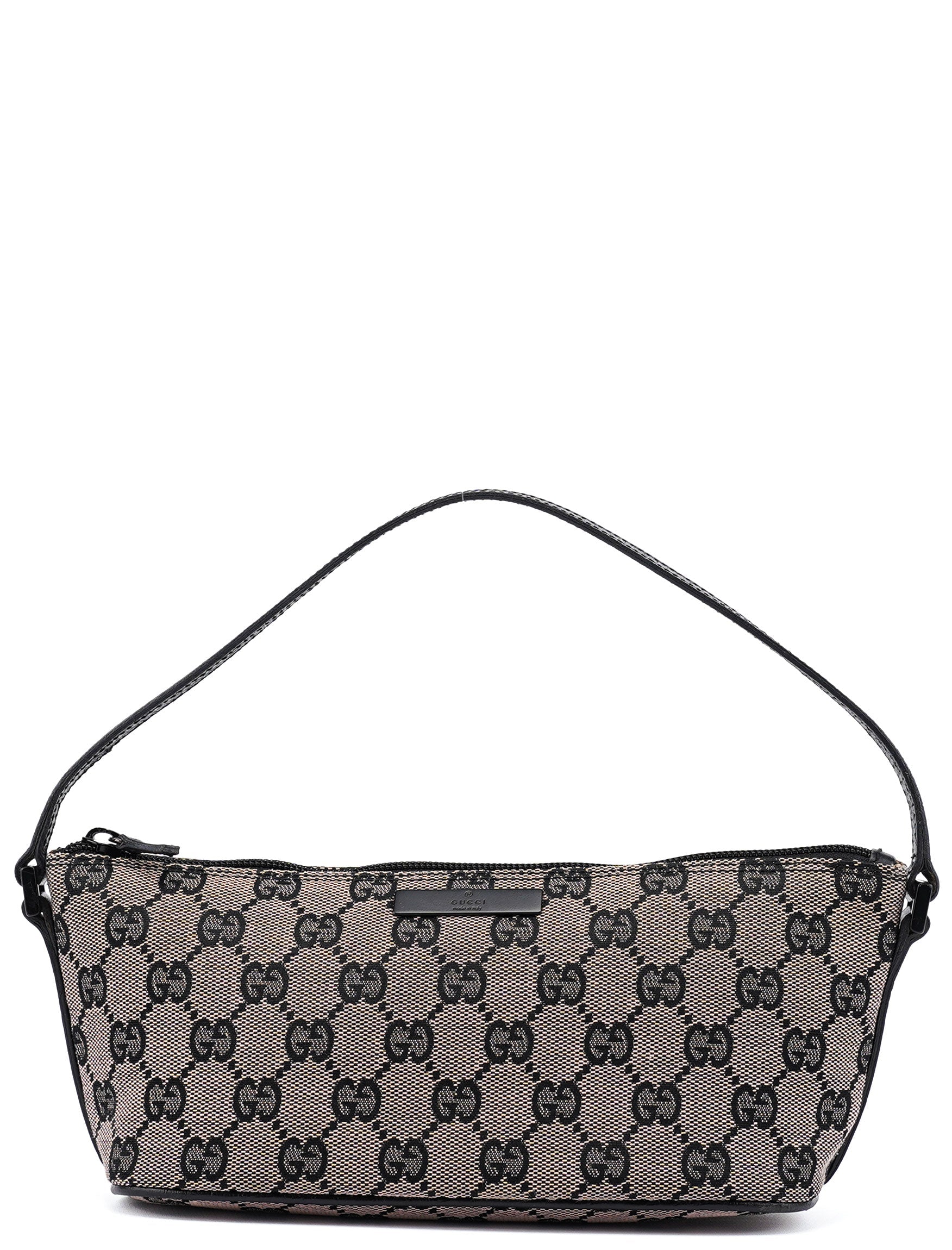 Gucci 07198 Beige Black GG Boat Pochette