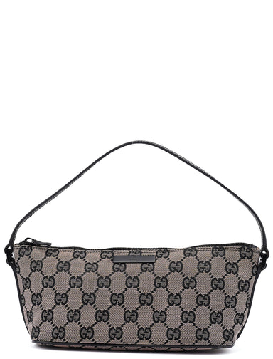 Gucci 07198 Beige Black GG Boat Pochette