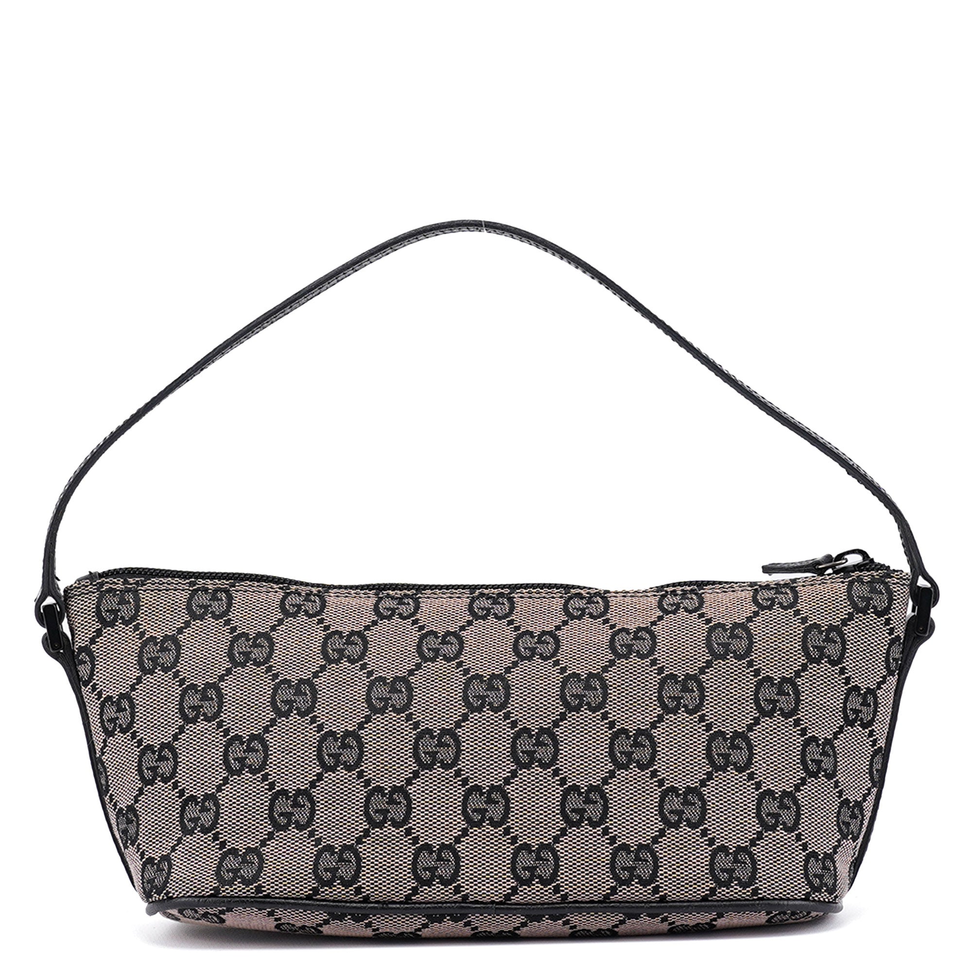 Gucci 07198 Beige Black GG Boat Pochette