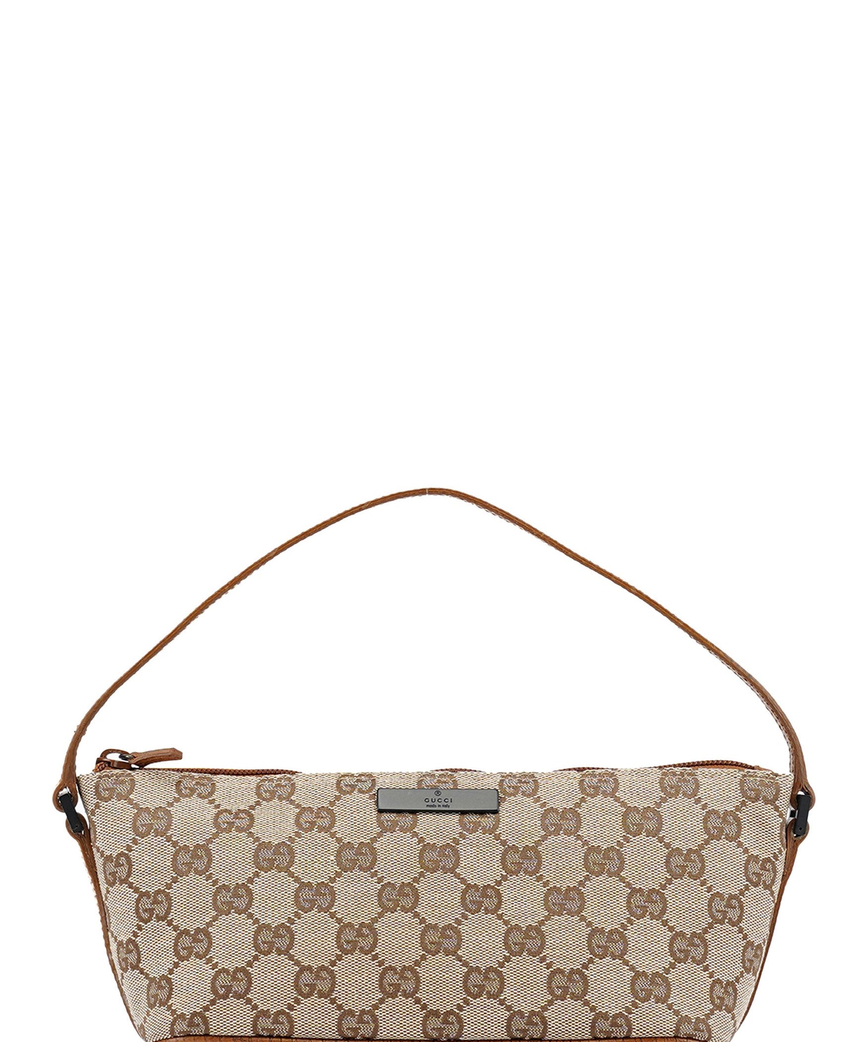Gucci 07198 Beige Brown GG Boat Pochette