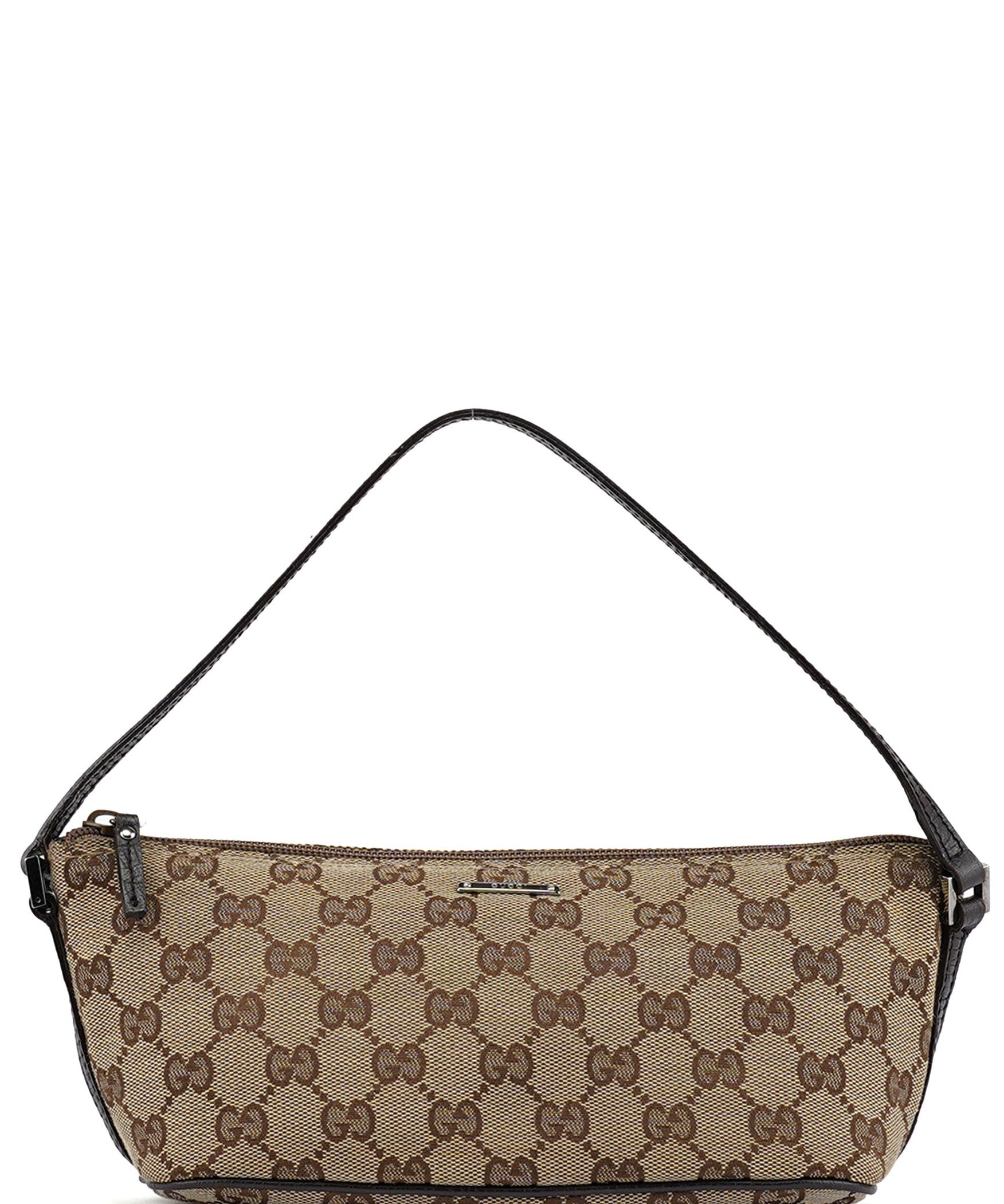Gucci 07198 Beige Brown GG Boat Pochette
