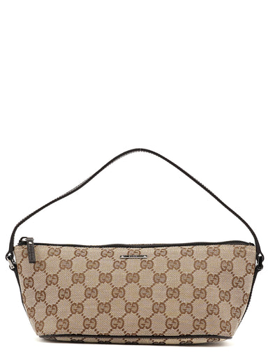 Gucci 07198 Beige Brown GG Boat Pochette