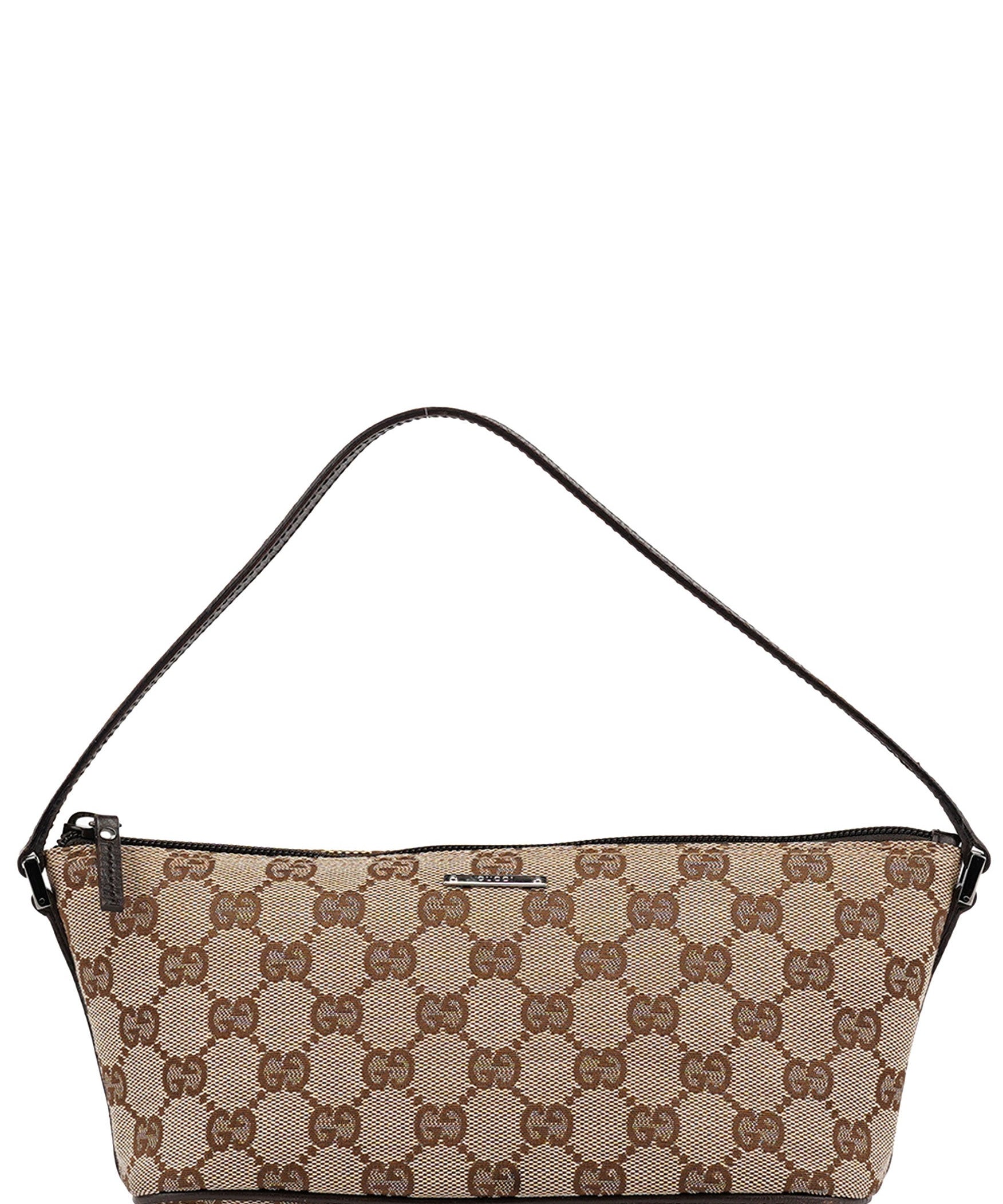 Gucci 07198 Beige Brown GG Boat Pochette