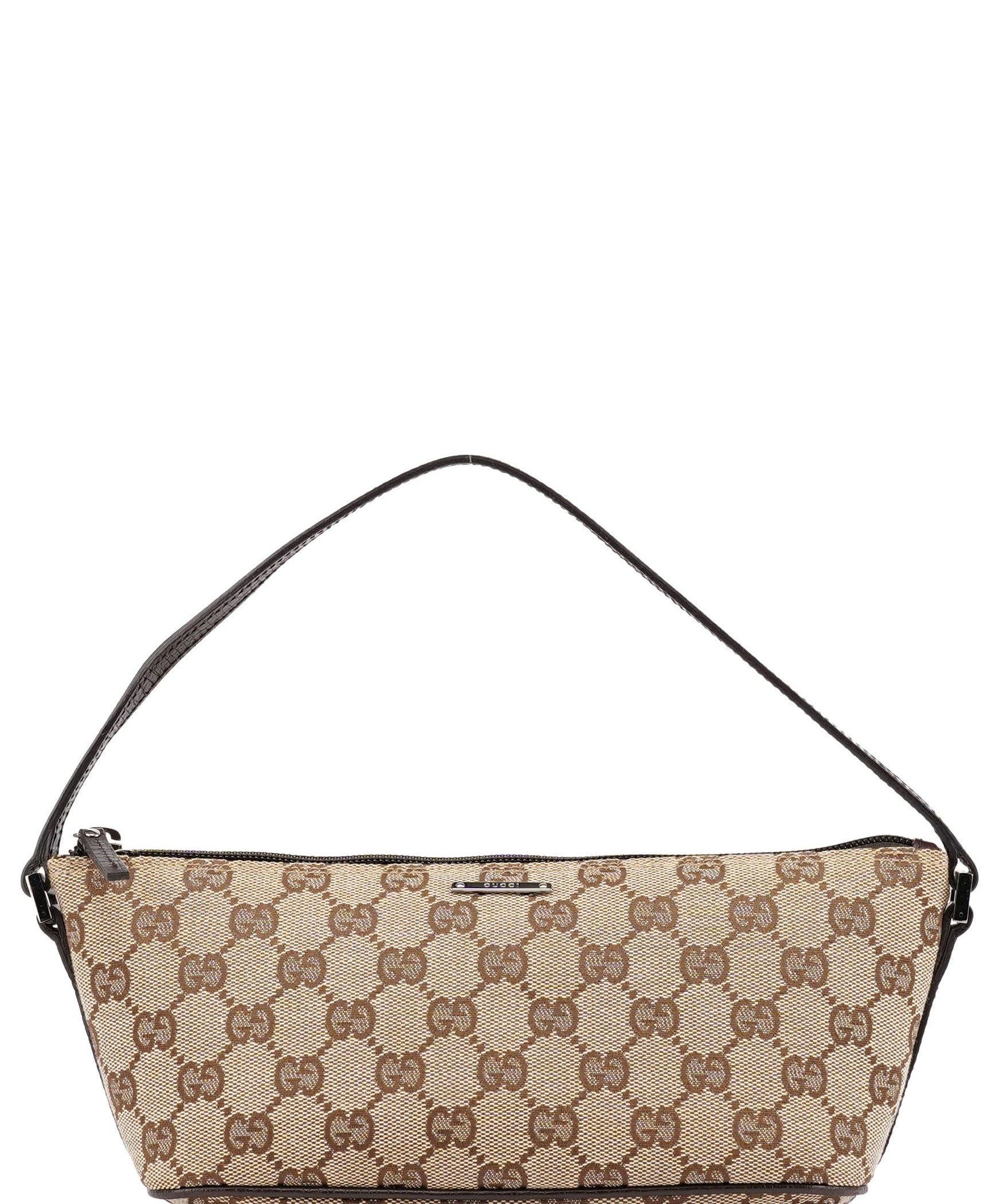 Gucci 07198 Beige Brown GG Boat Pochette