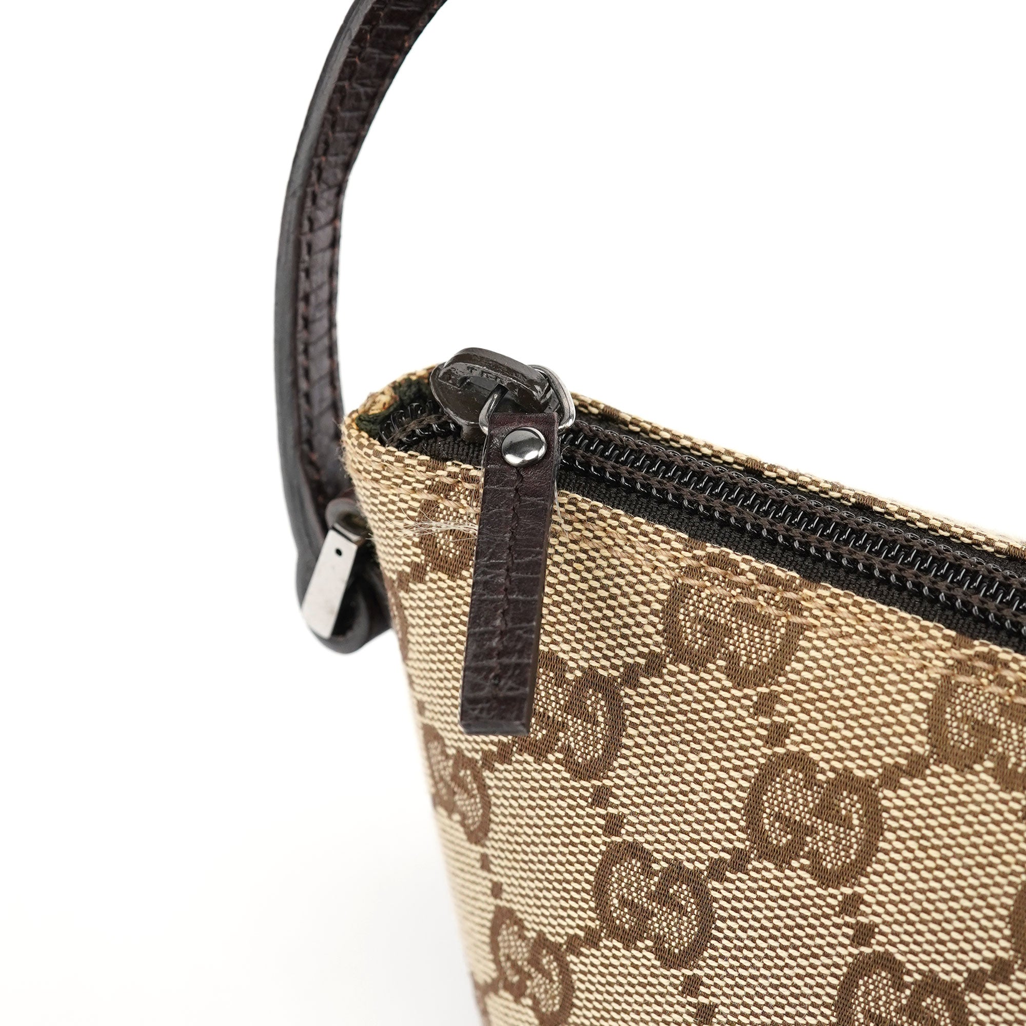 Gucci 07198 GG Boat Pochette in tela GG beige e marrone