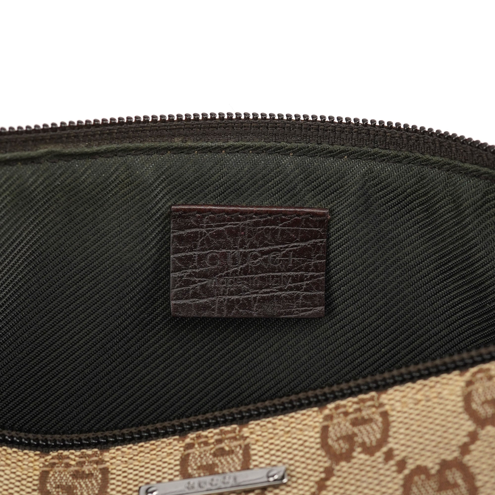 Gucci 07198 GG Boat Pochette in tela GG beige e marrone