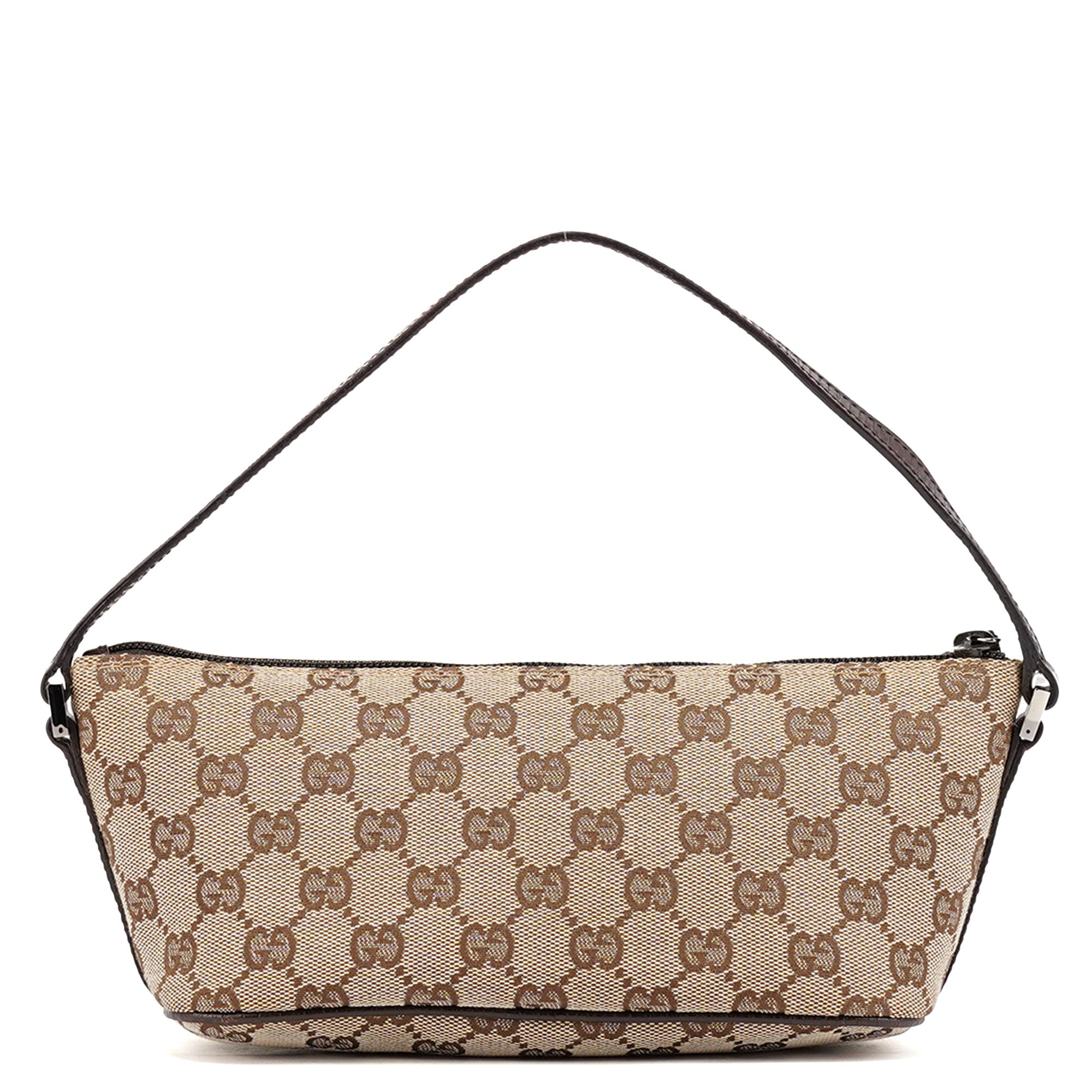 Gucci 07198 GG Boat Pochette in tela GG beige e marrone