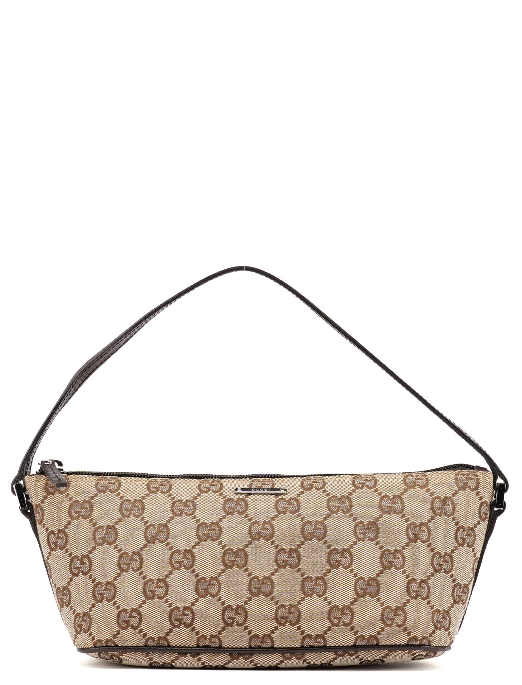 Gucci 07198 GG Boat Pochette in tela GG beige e marrone