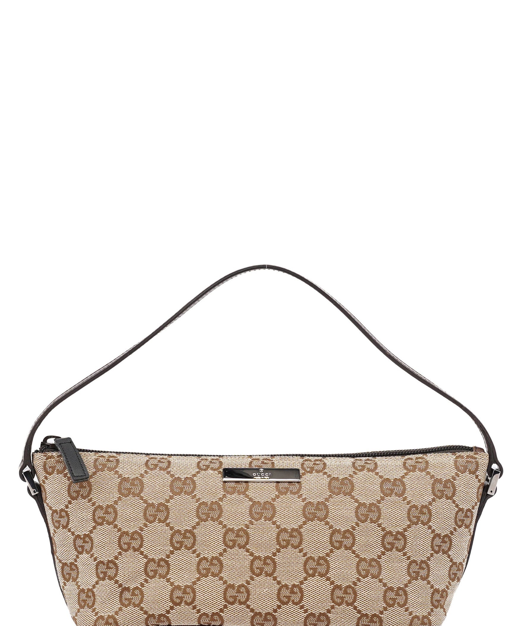 Gucci 07198 Beige Brown GG Boat Pochette