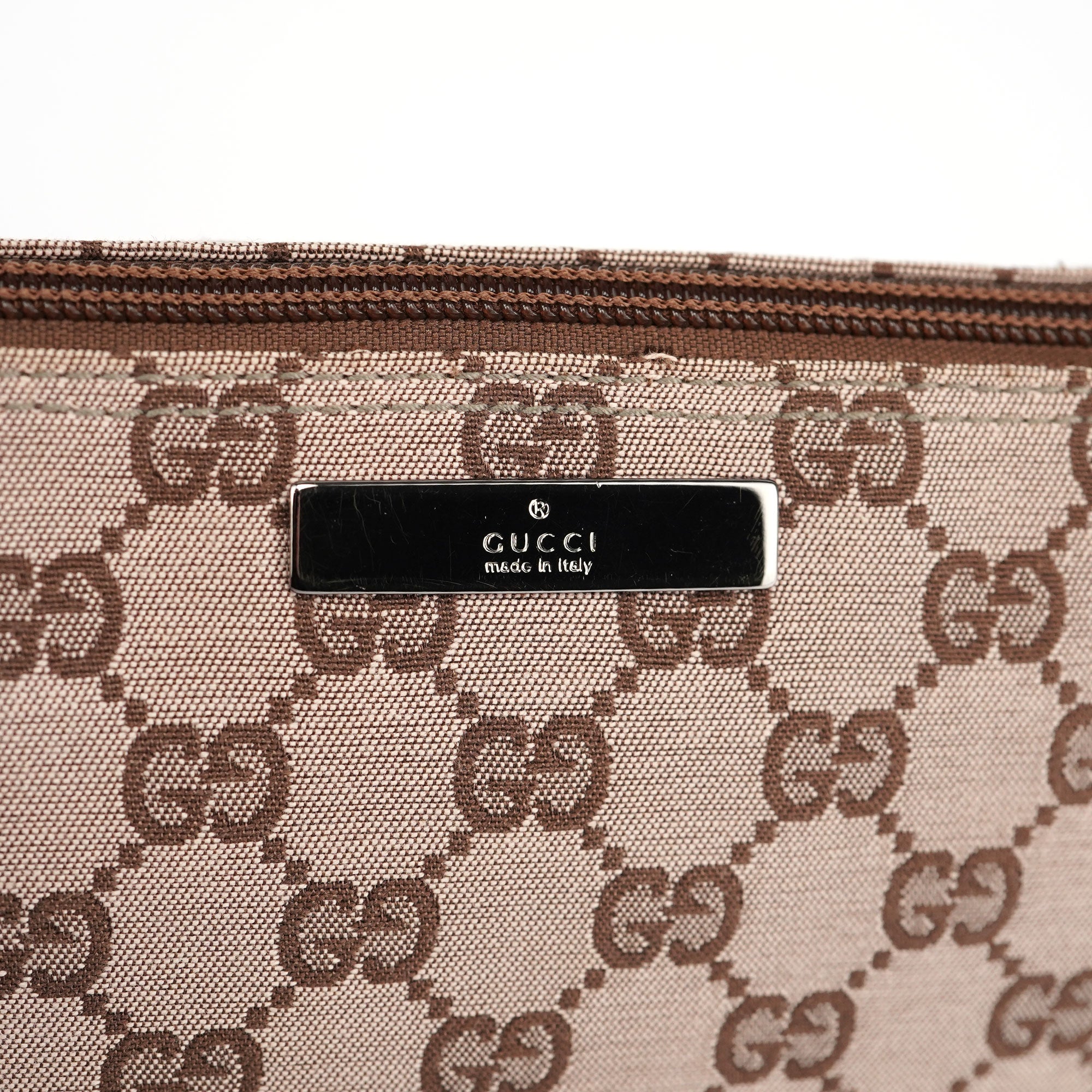 Gucci 07198 GG Boat Pochette en toile GG beige et marron