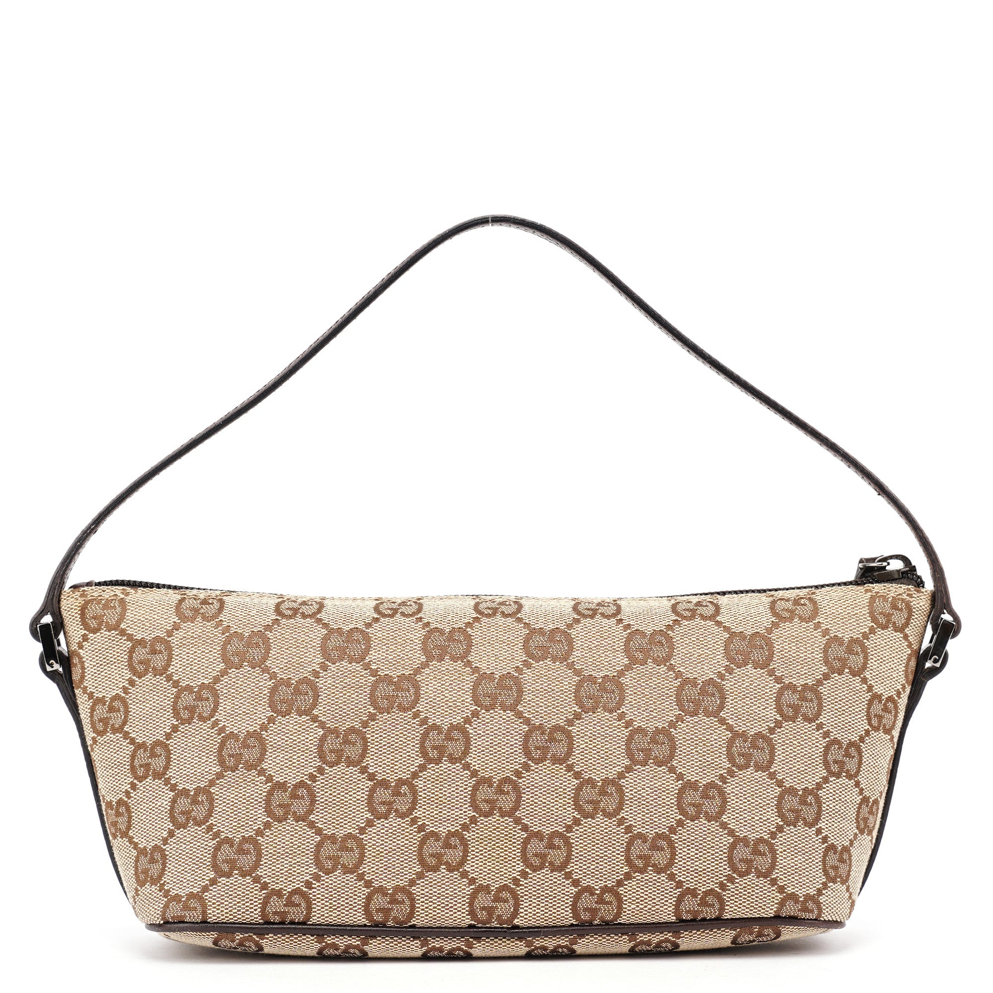 Gucci 07198 GG Boat Pochette in tela beige e marrone