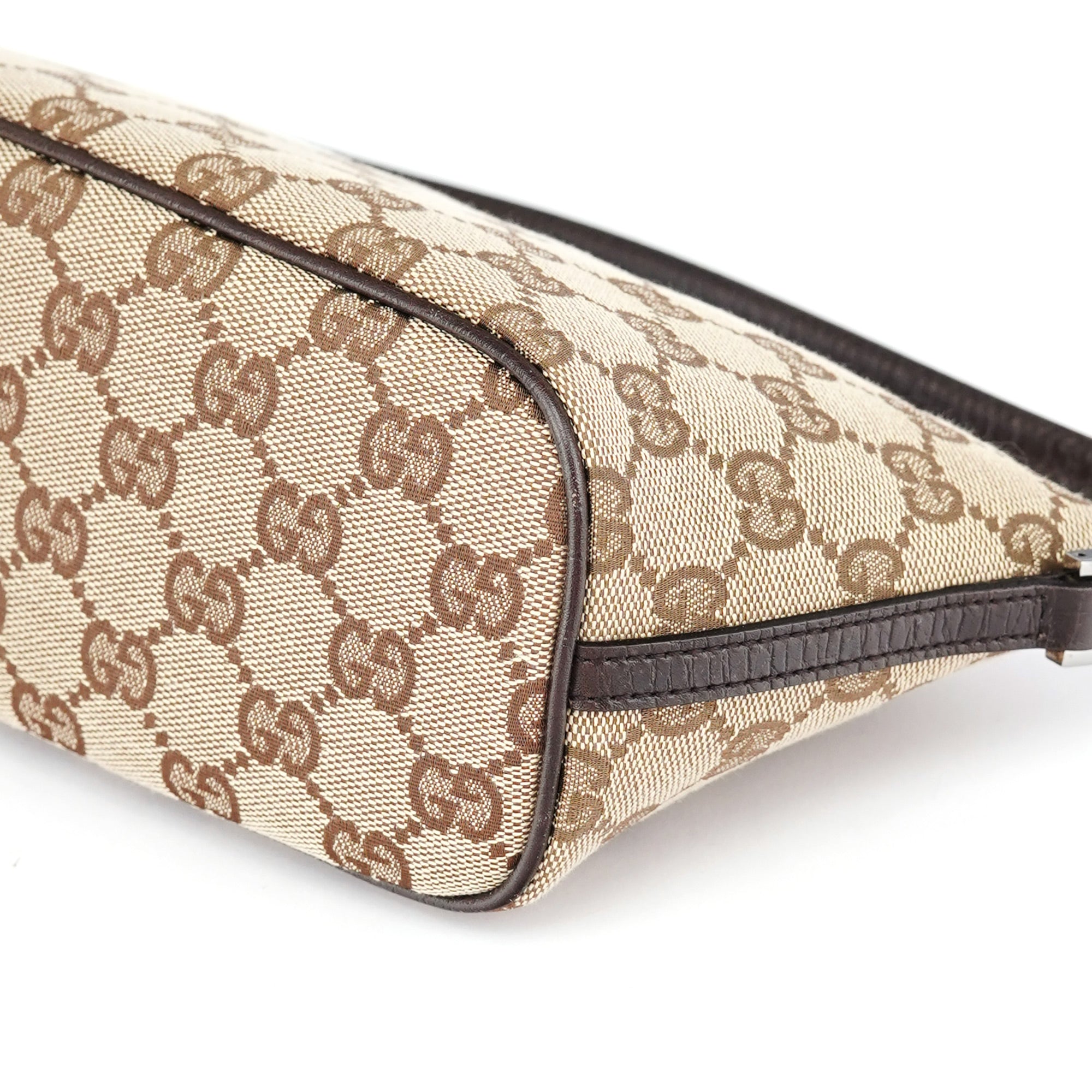 Gucci 07198 GG Boat Pochette in tela beige e marrone