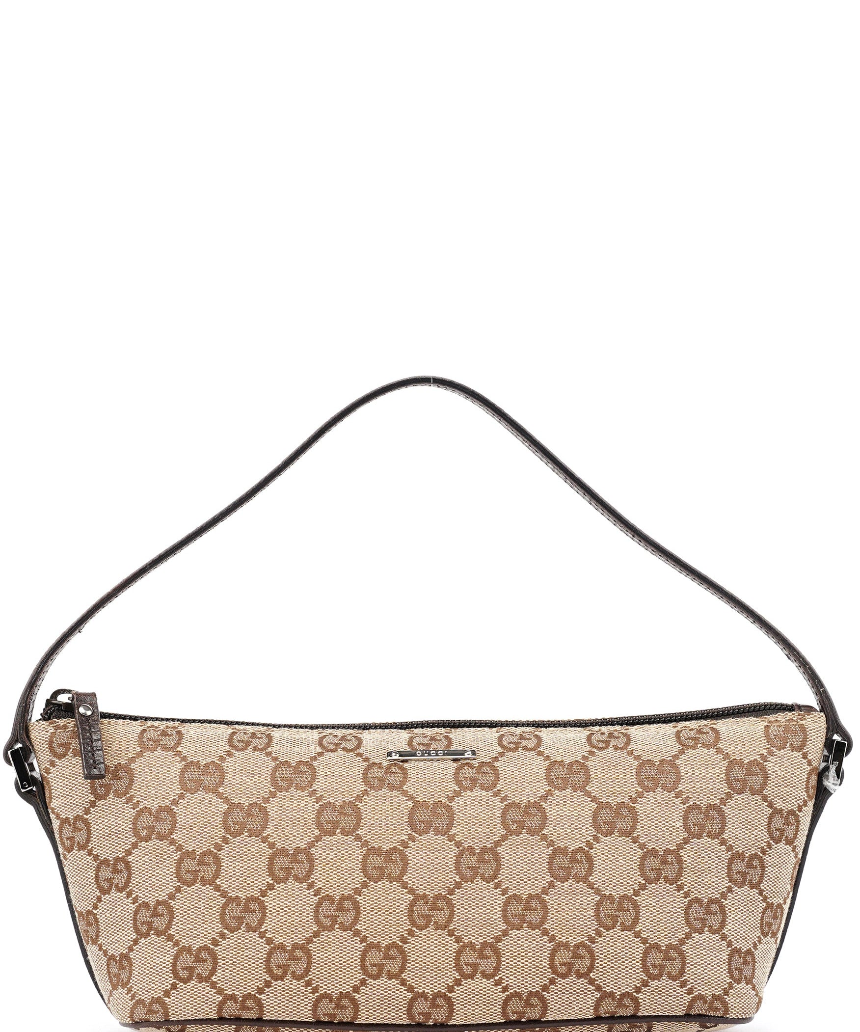 Gucci 07198 GG Boat Pochette in tela beige e marrone