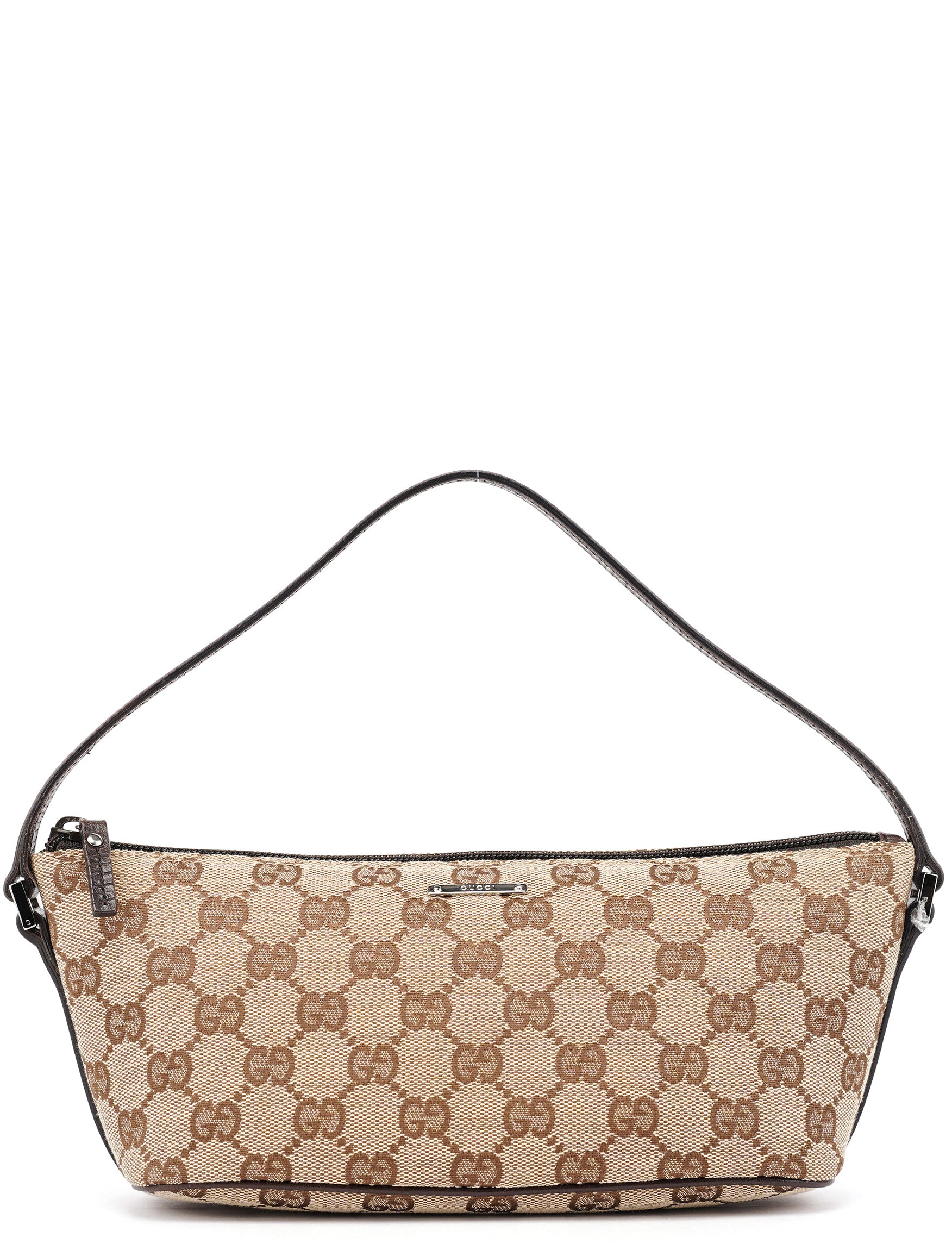 Gucci 07198 GG Boat Pochette in tela beige e marrone