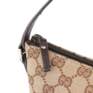 Gucci 07198 Beige Brown GG Boat Pochette