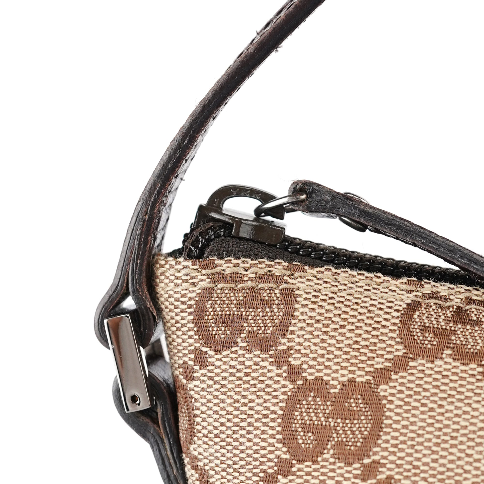 Gucci 07198 GG Boat Pochette in tela beige e marrone