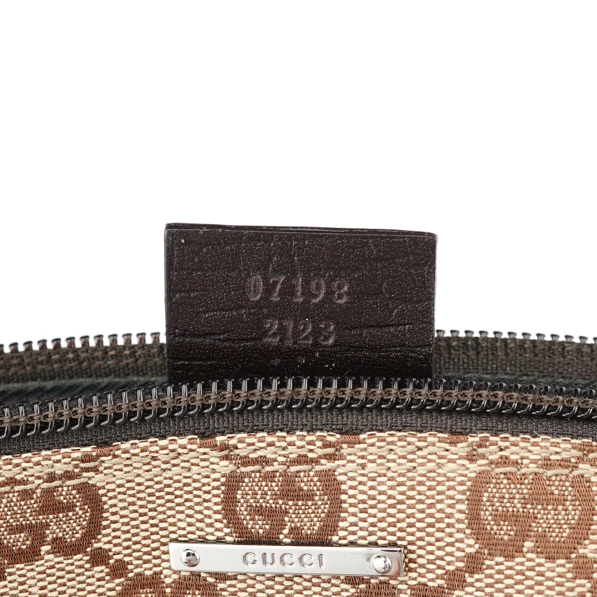 Gucci 07198 GG Boat Pochette in tela beige e marrone
