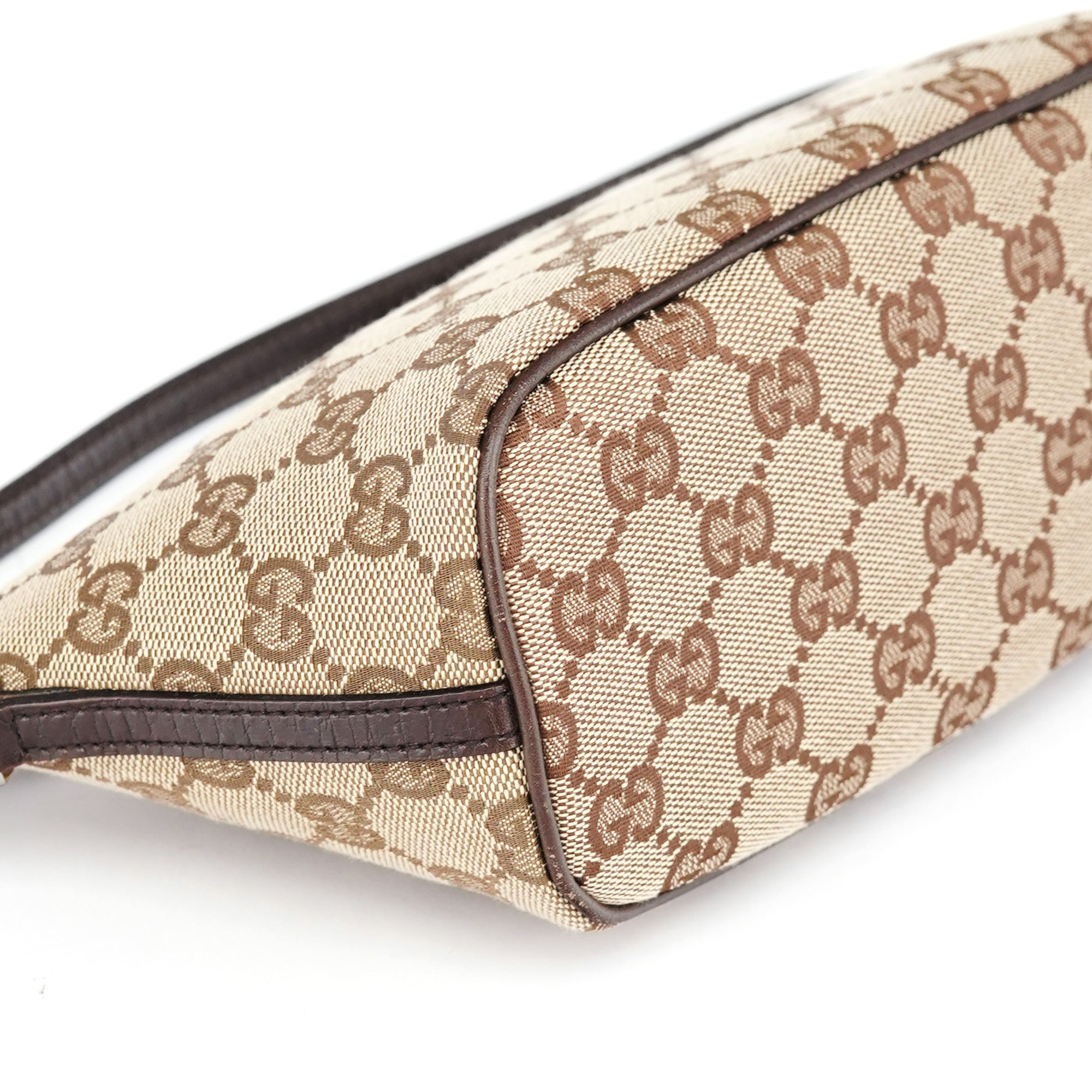 Gucci 07198 GG Boat Pochette in tela beige e marrone