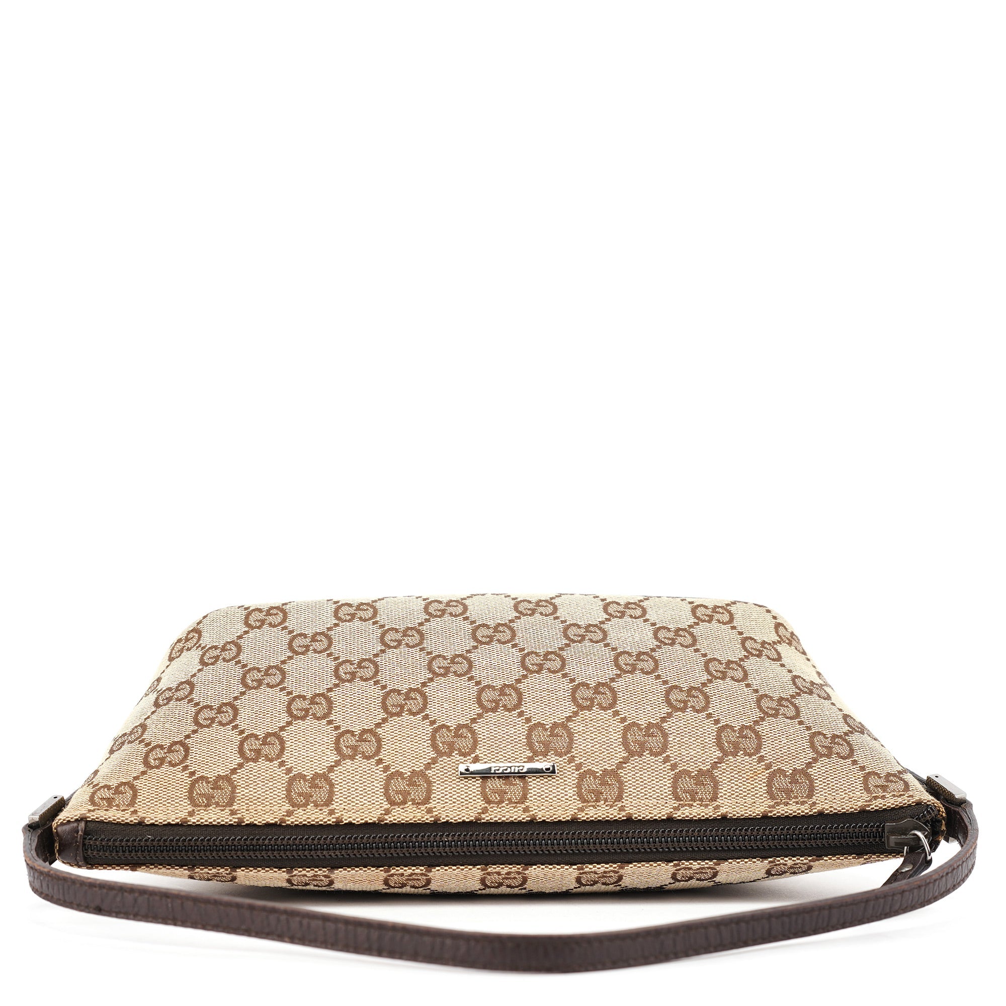 Gucci 07198 GG Boat Pochette in tela beige e marrone