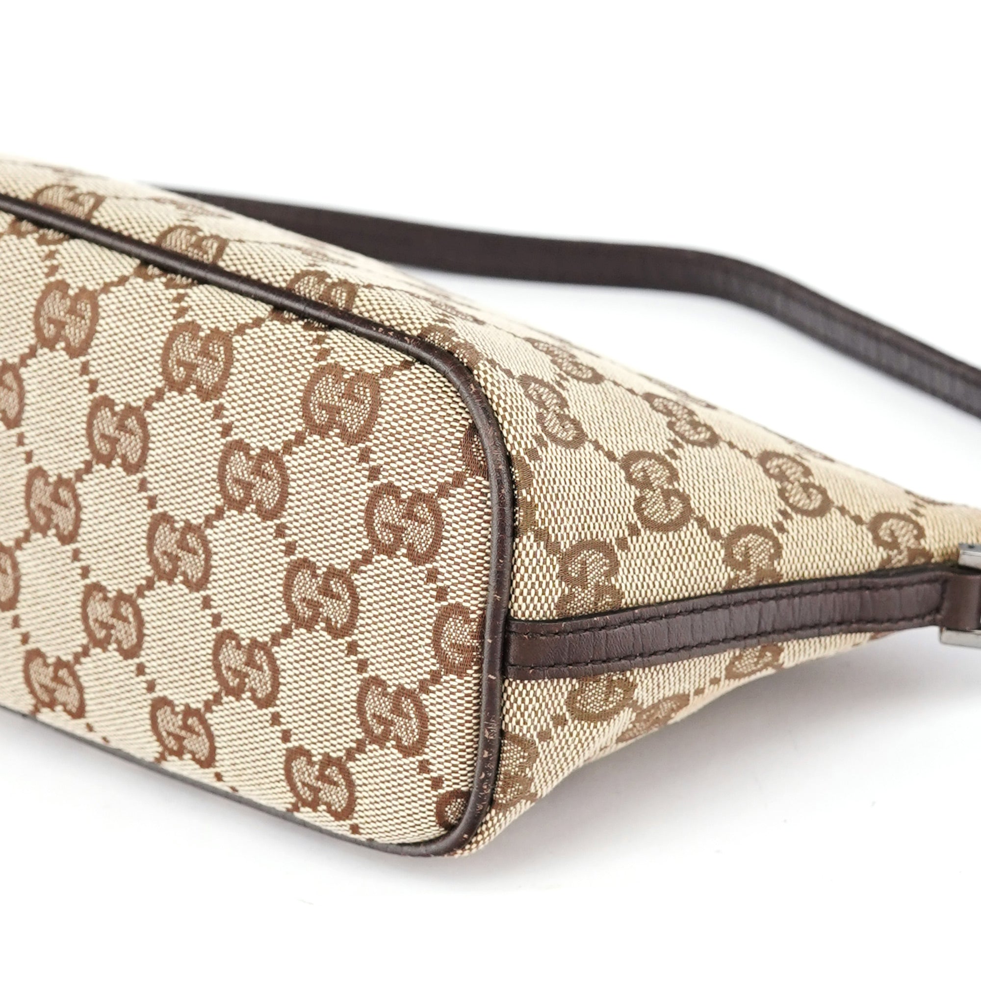 Gucci 07198 GG Boat Pochette in tela beige e marrone