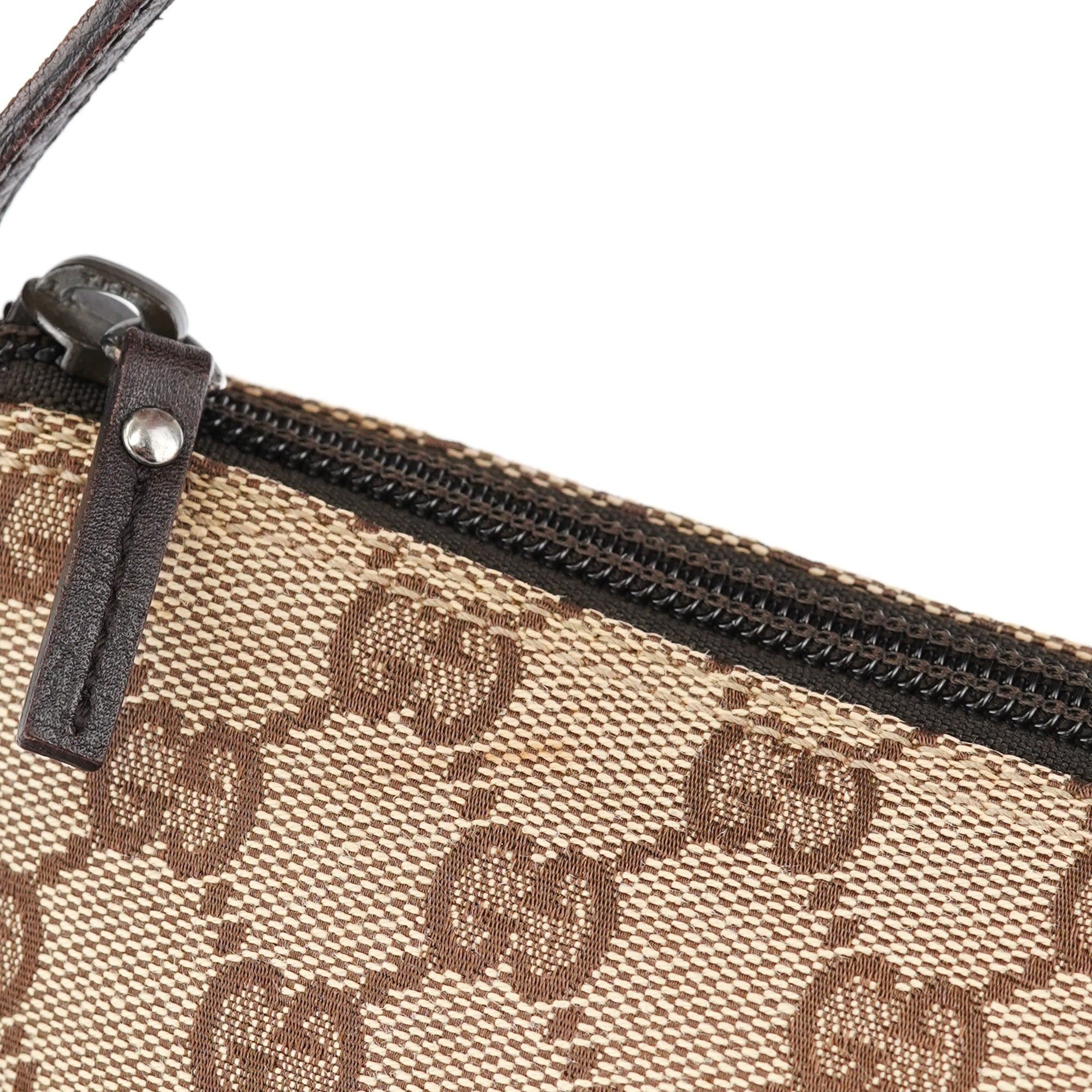 Gucci 07198 GG Boat Pochette in tela beige e marrone