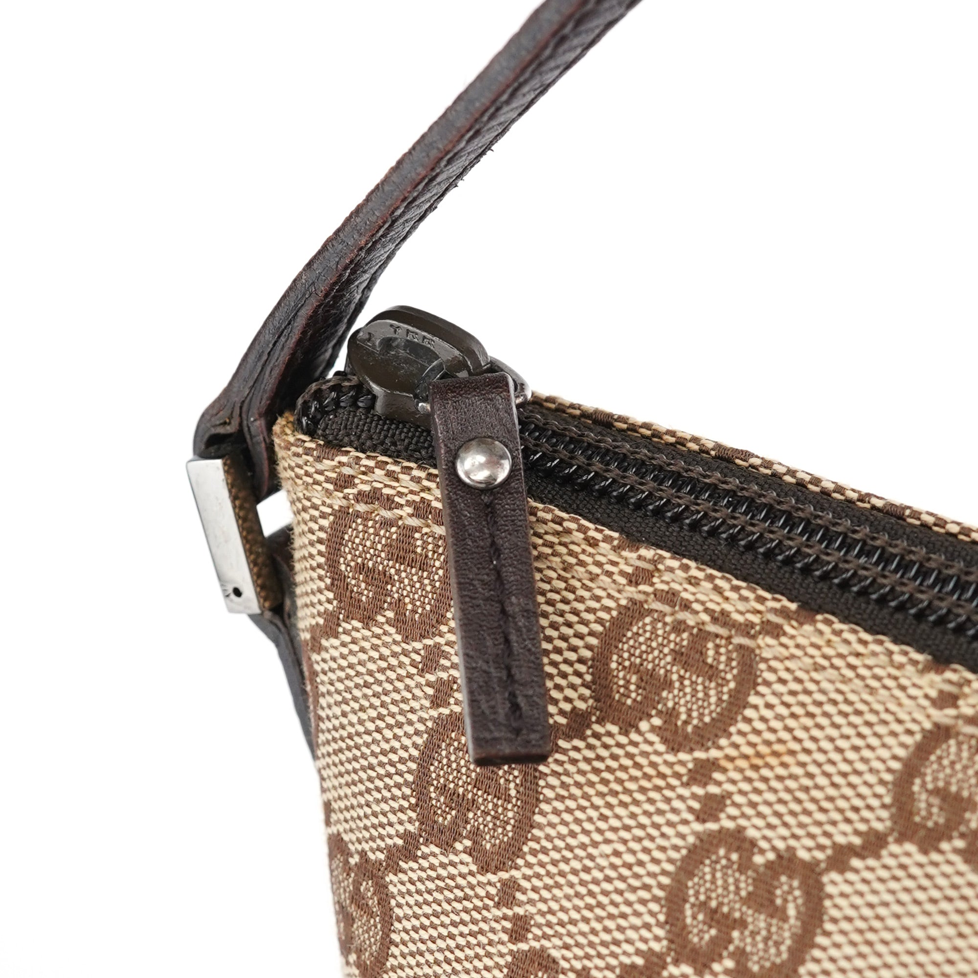 Gucci 07198 GG Boat Pochette in tela beige e marrone