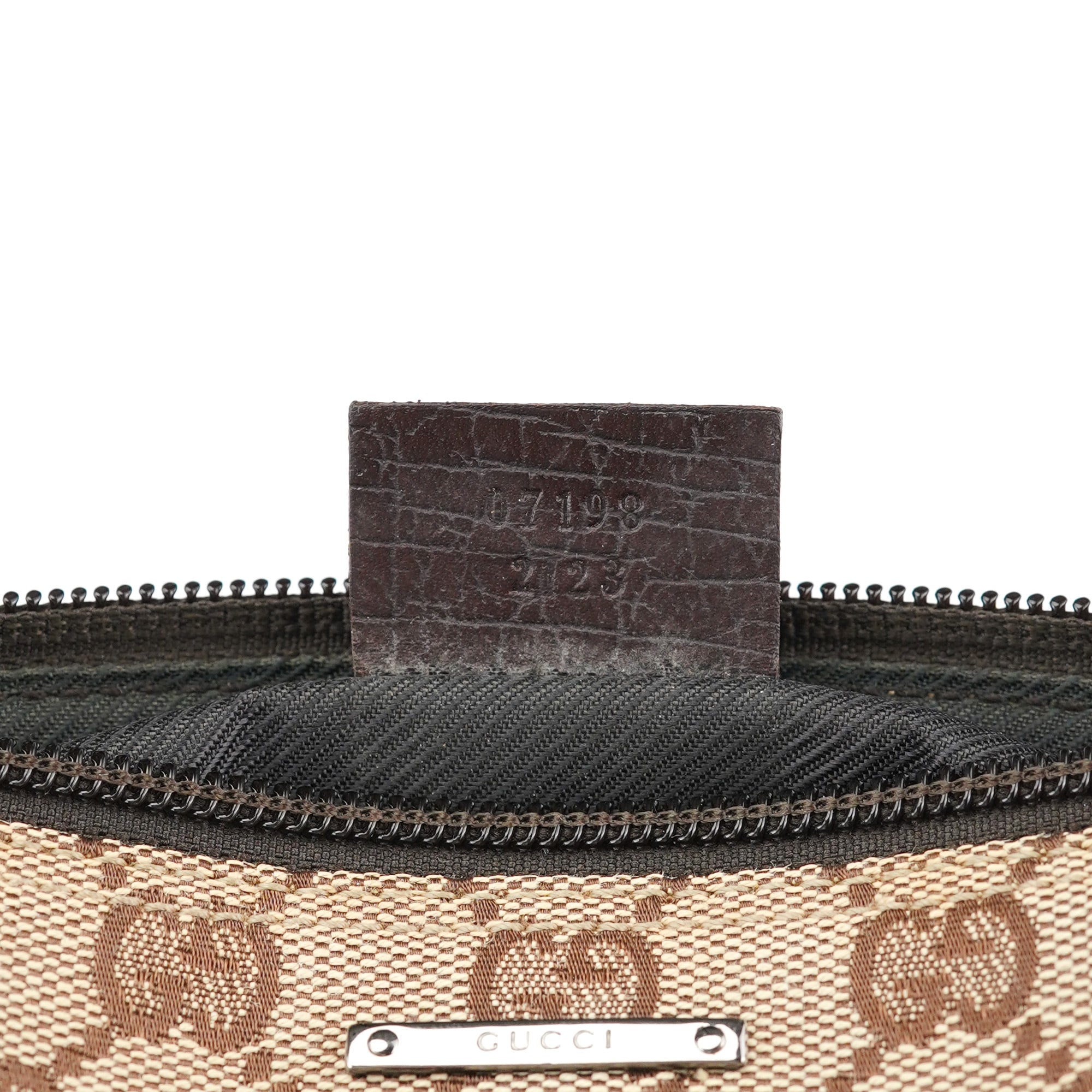 Gucci 07198 GG Boat Pochette in tela beige e marrone