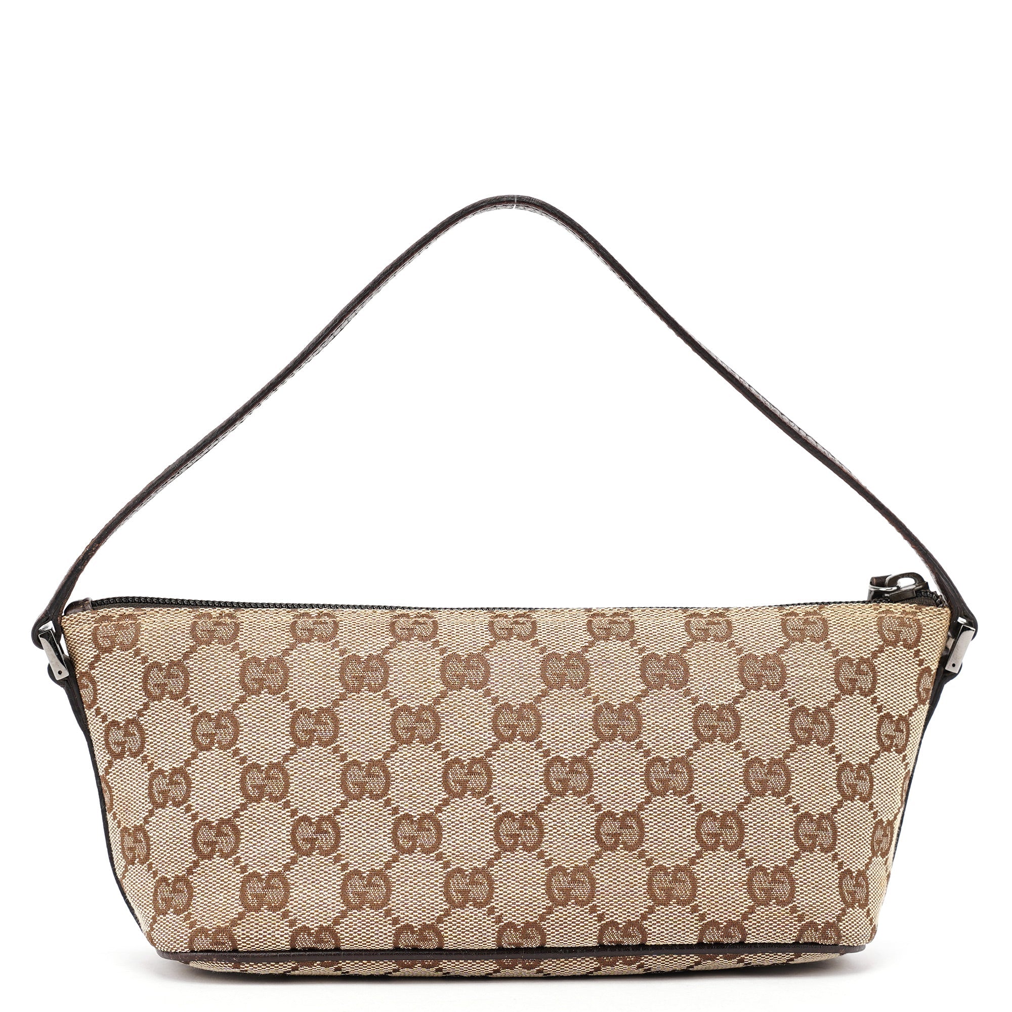 Gucci 07198 GG Boat Pochette in tela beige e marrone
