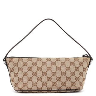 Gucci 07198 Beige Brown GG Boat Pochette