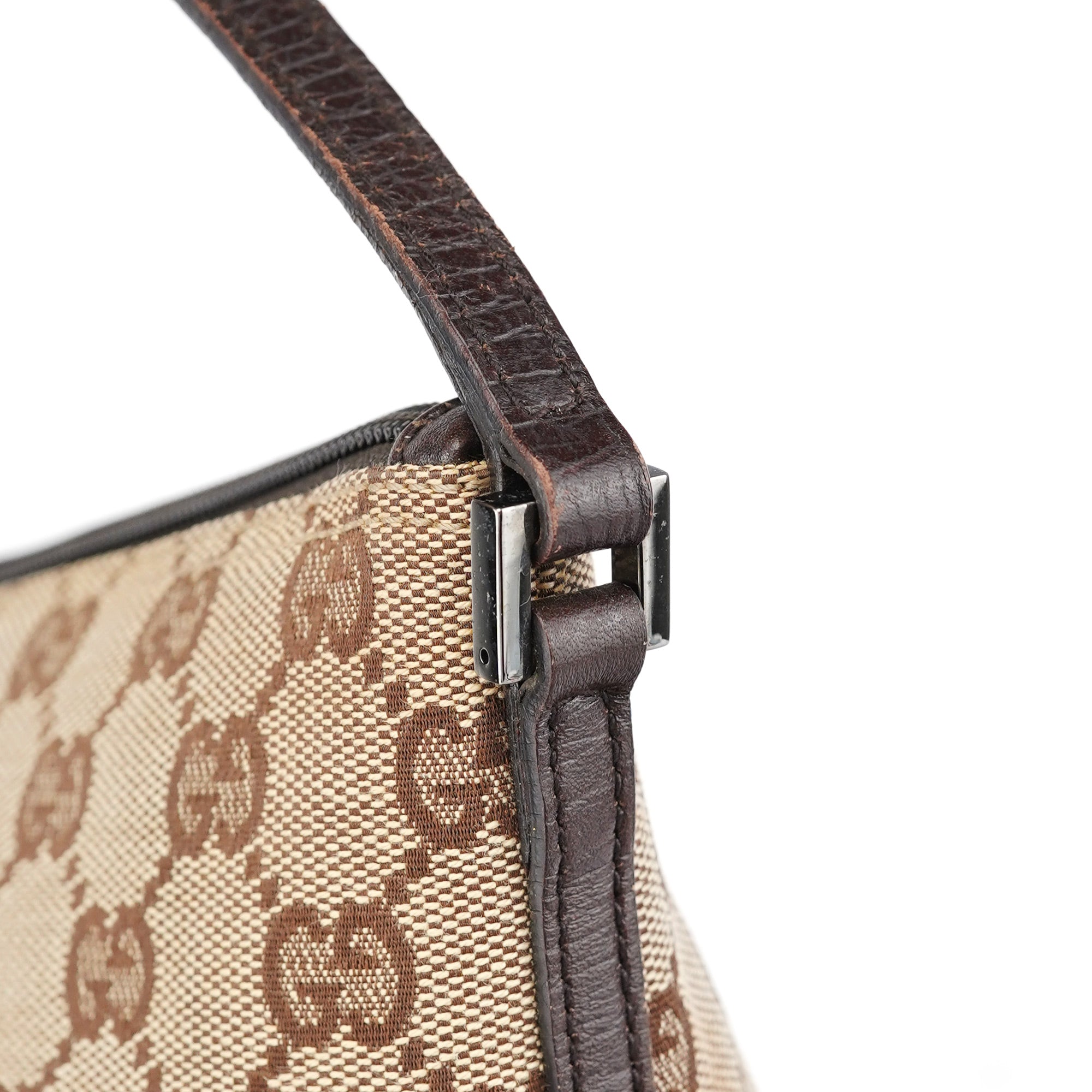 Gucci 07198 GG Boat Pochette in tela beige e marrone