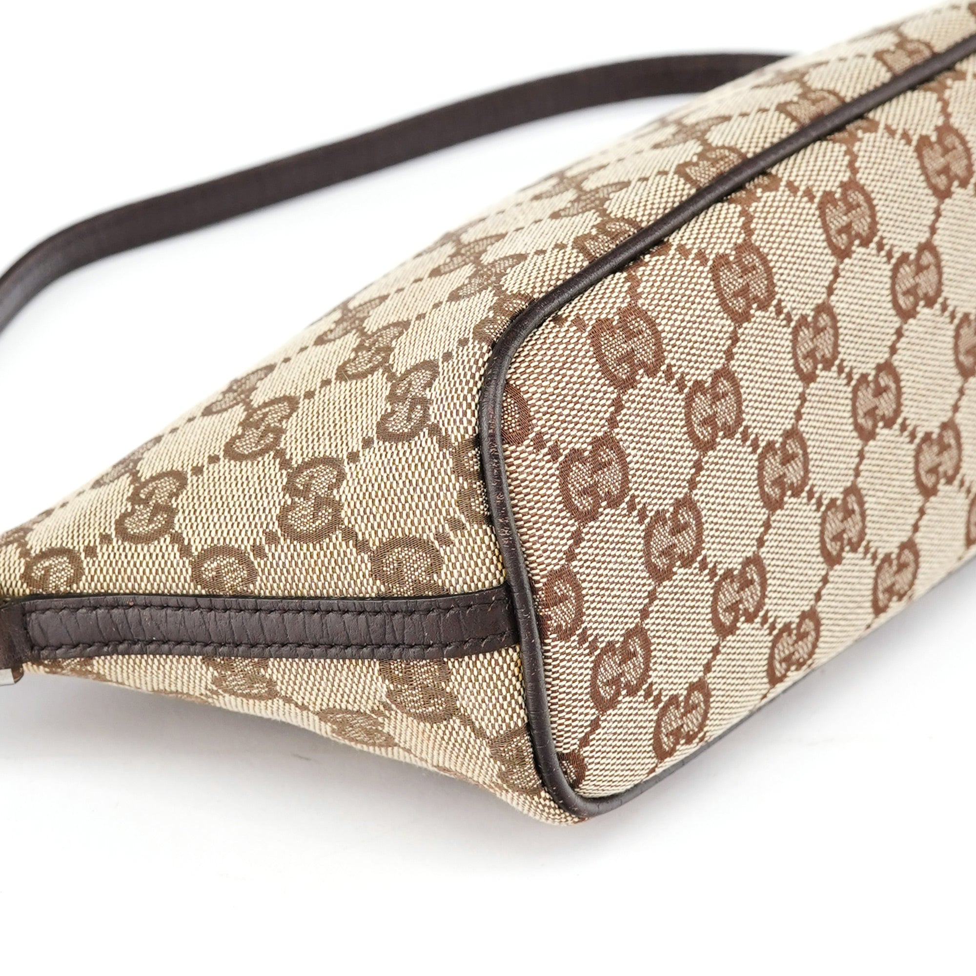 Gucci 07198 GG Boat Pochette in tela beige e marrone