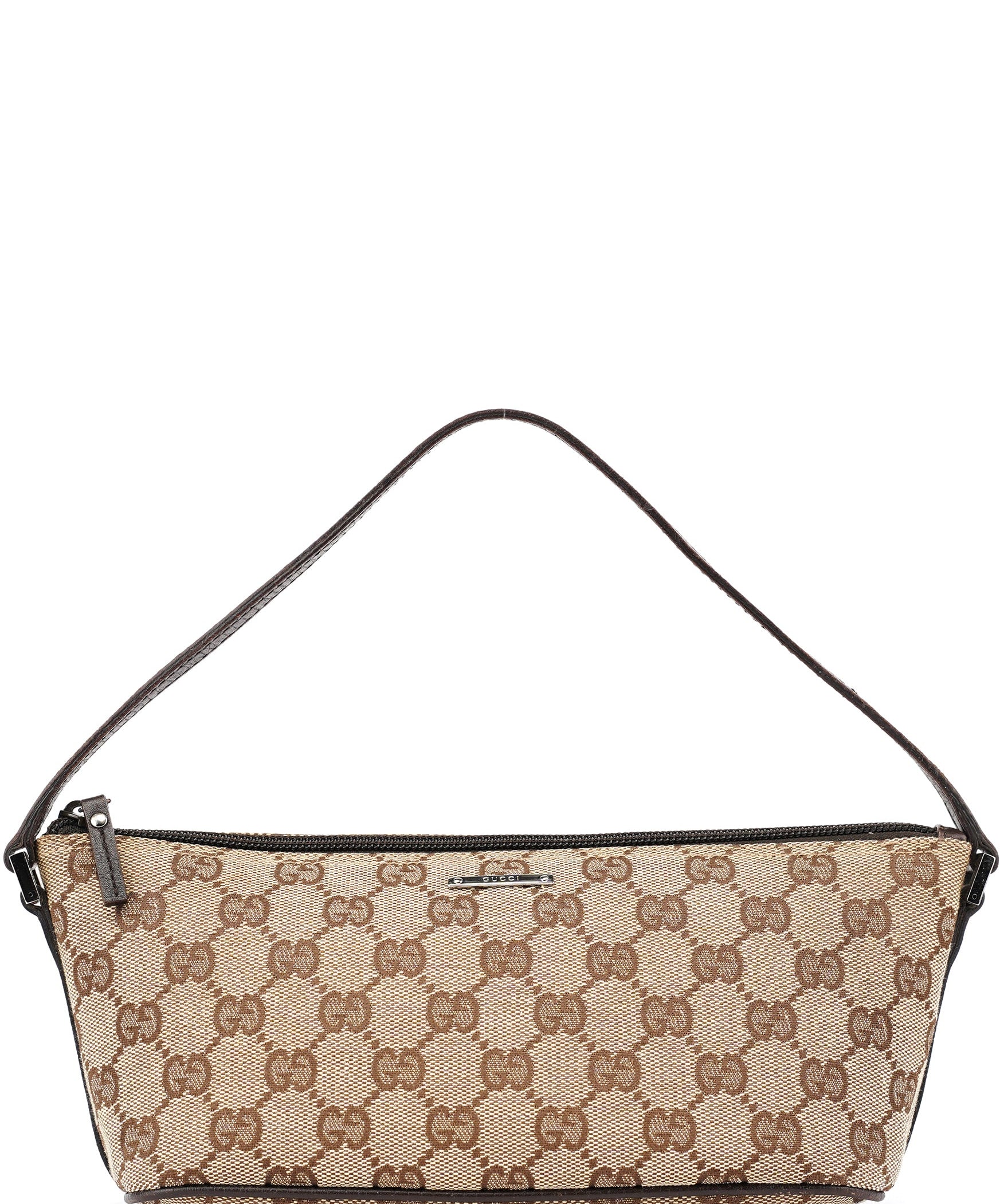 Gucci 07198 GG Boat Pochette in tela beige e marrone