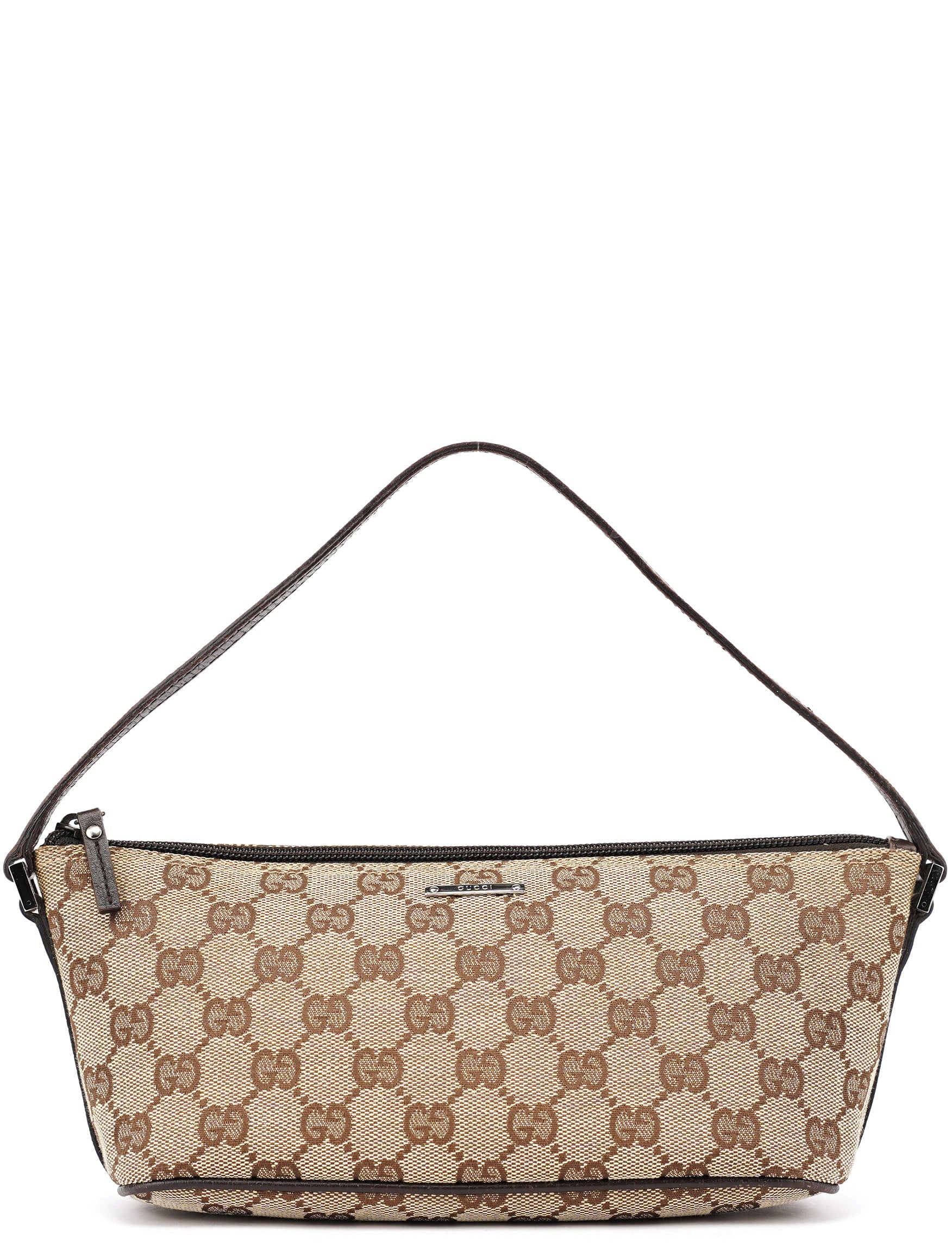 Gucci 07198 GG Boat Pochette in tela beige e marrone