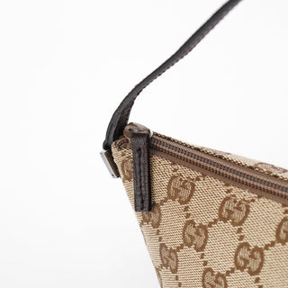 Gucci 07198 Beige Brown GG Boat Pochette