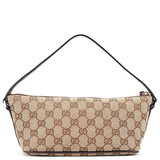 Gucci 07198 Beige Brown GG Boat Pochette