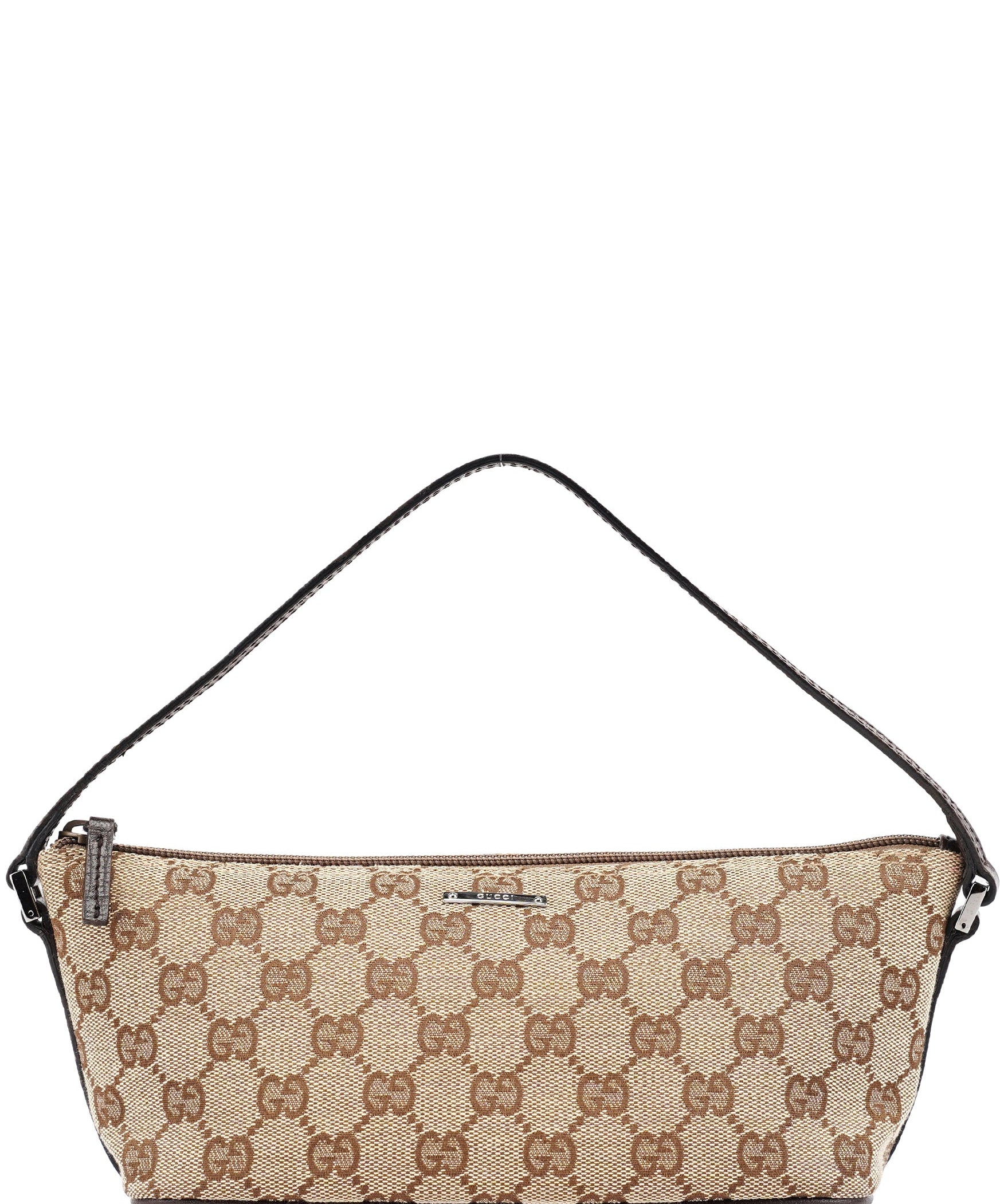 Gucci 07198 Beige Brown GG Boat Pochette
