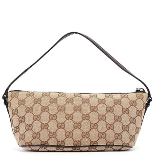 Gucci 07198 Beige Brown GG Boat Pochette