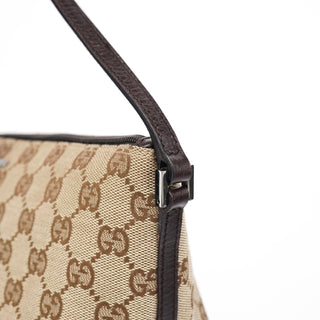 Gucci 07198 Beige Brown GG Boat Pochette