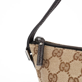 Gucci 07198 Beige Brown GG Boat Pochette