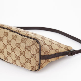 Gucci 07198 Beige Brown GG Boat Pochette