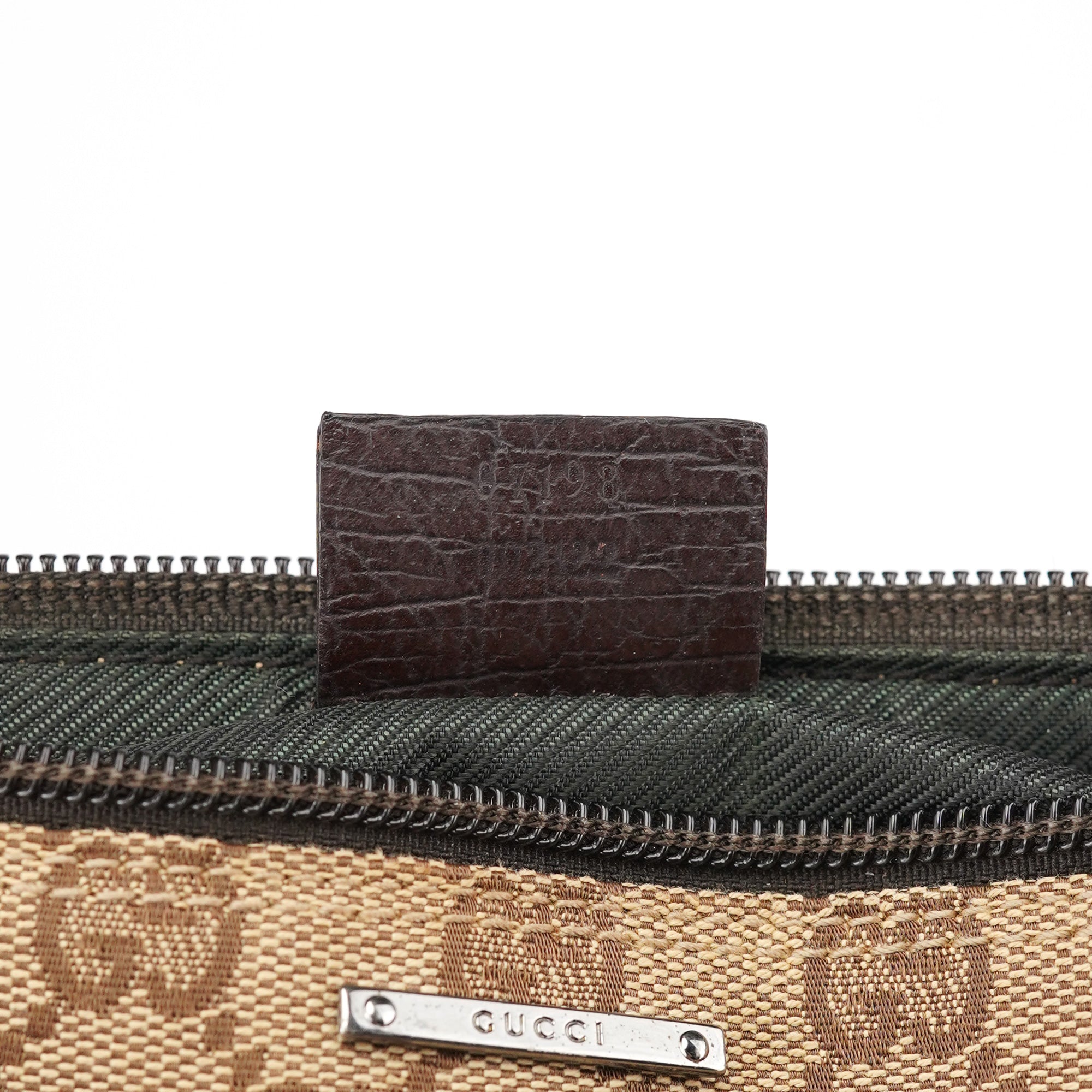Gucci 07198 Beige Brown GG Boat Pochette